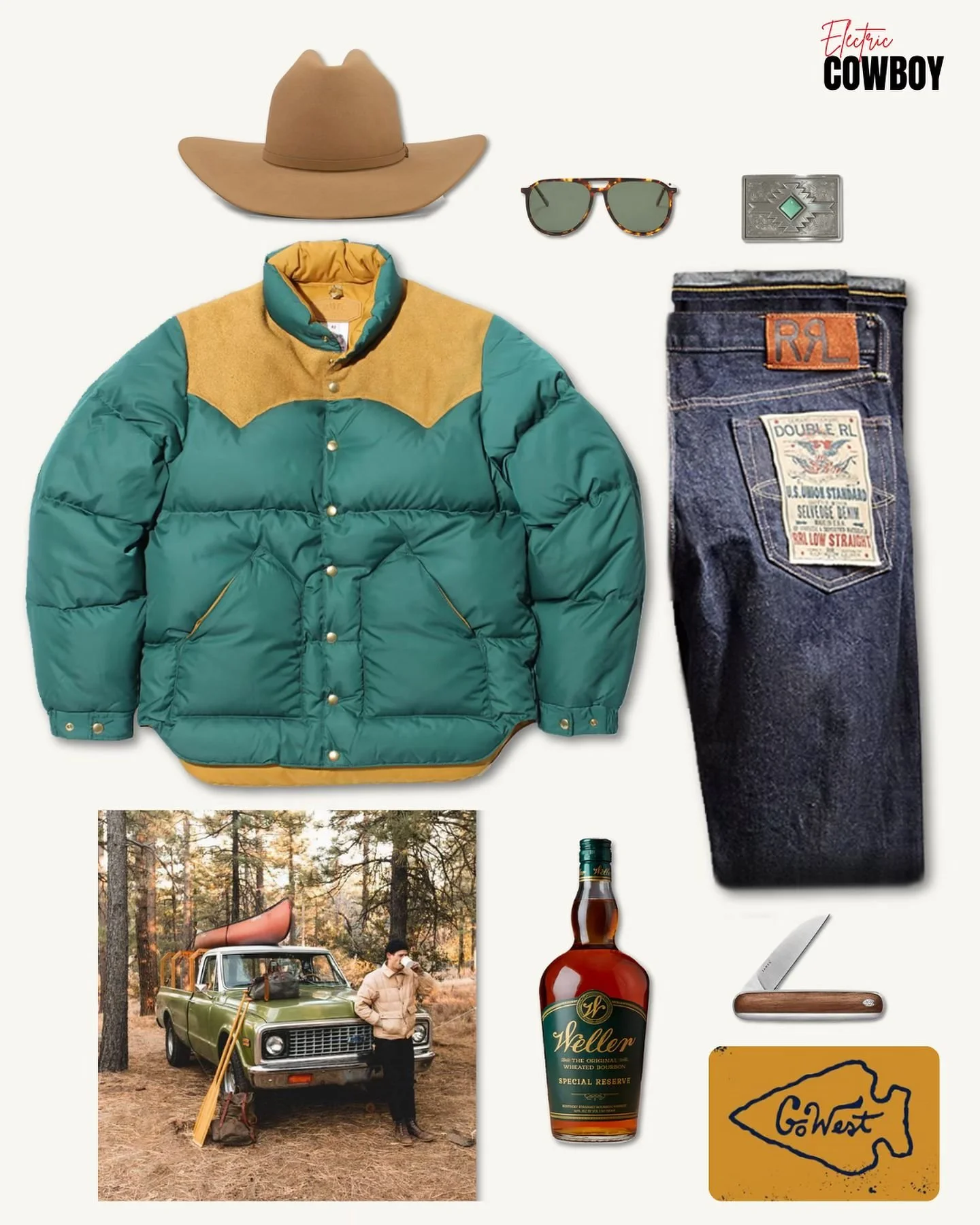 Style - Appalachia ⛰️🤠

Today we&rsquo;re diving into mountaineering and road tripping through the Appalachians. Start with a rugged pair of RRL jeans, built for durability and timeless appeal. Pair it with a Duckdown western puffer jacket for warmt