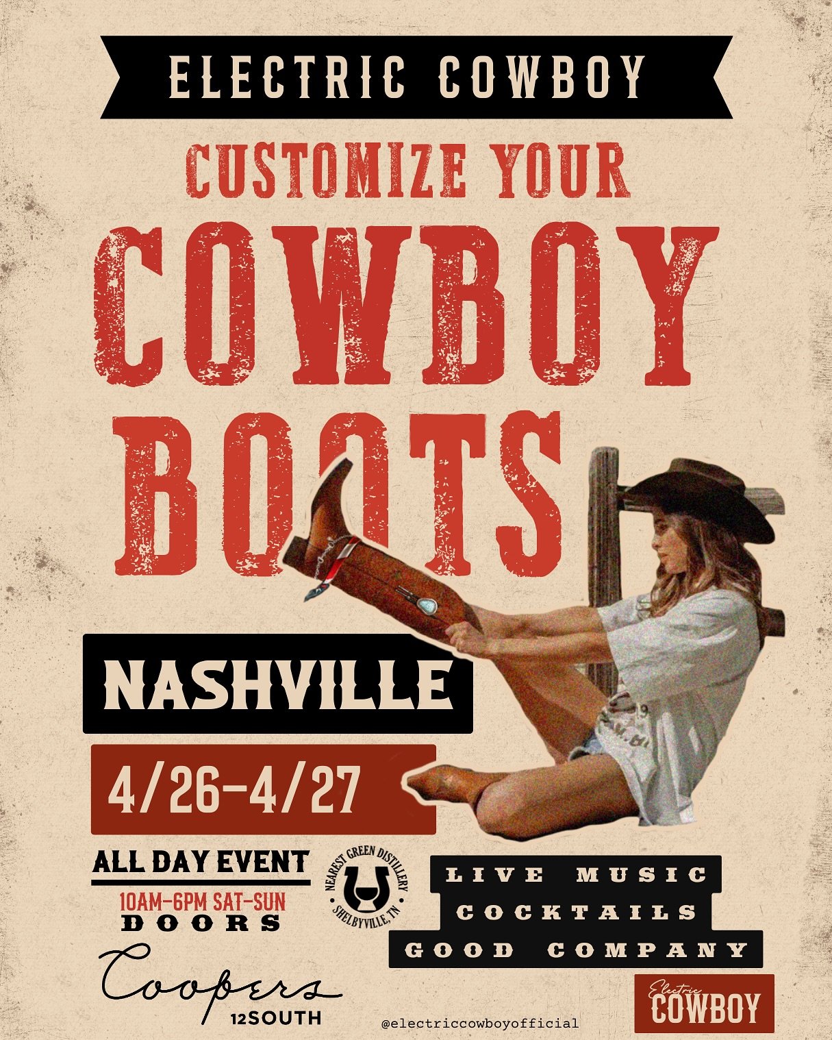 Come customize your cowboy boots!
At Luke Bryan&rsquo;s @coopers12south 
Featuring Nashville&rsquo;s emerging country artists! 
Next weekend! 🤠🤝 See Your There!

#nashville #customboots #cowboy #westernwear #country #livemusic #tennessee #12south #