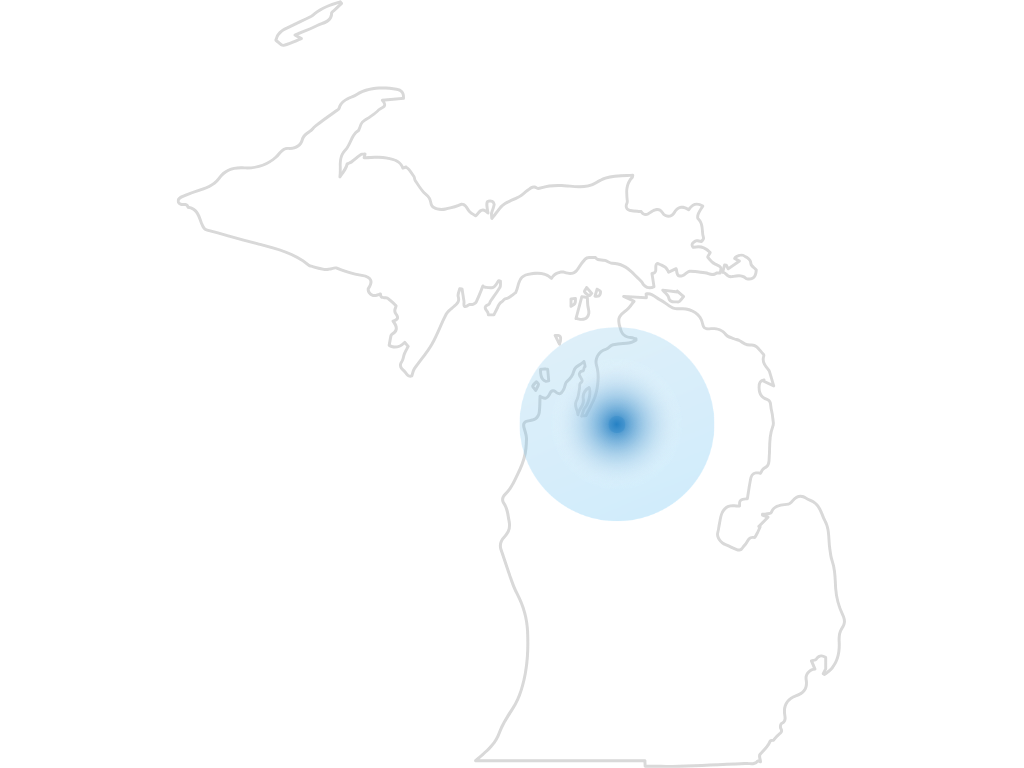 Map of Washington state with a blue circle highlighting the Seattle area.