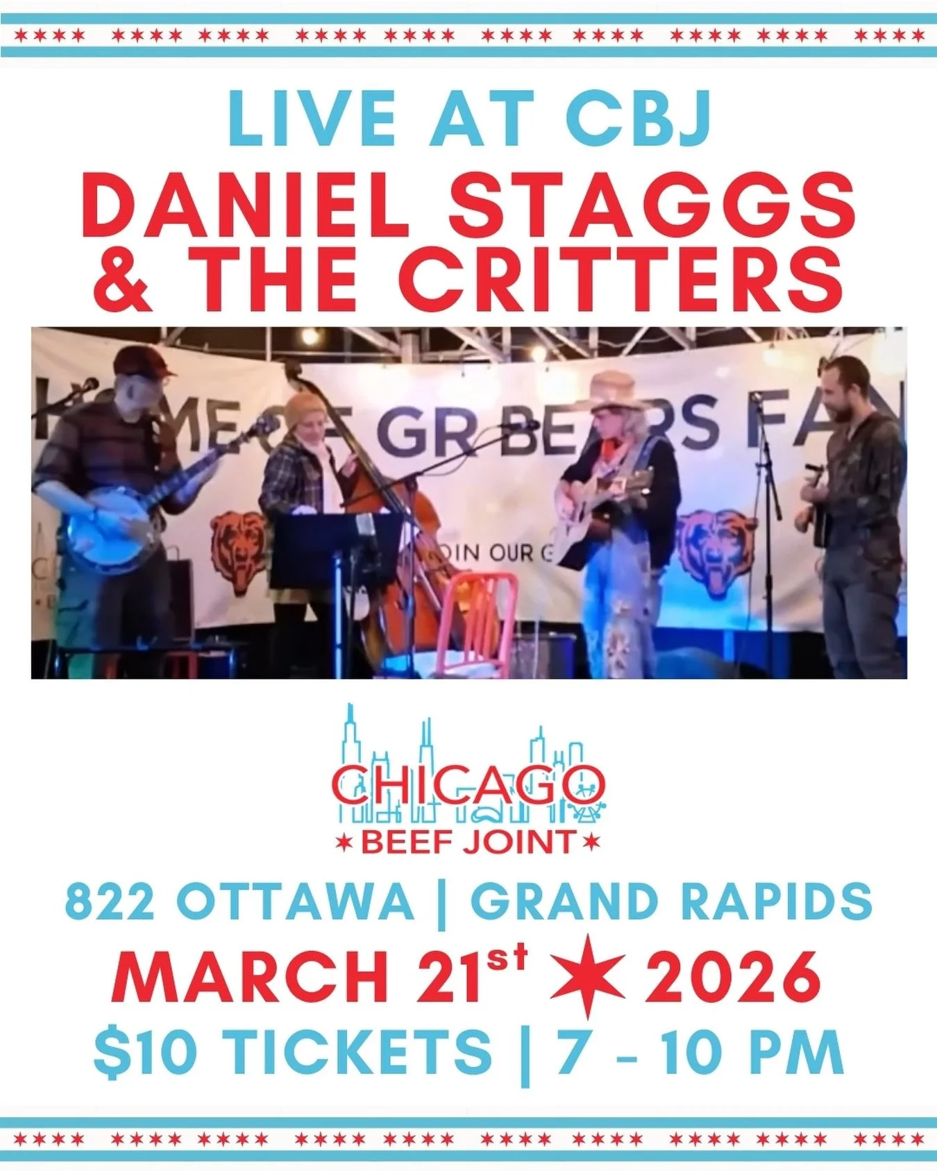 Bringing you another epic show this weekend! Grab tickets to Daniel Staggs &amp; The Critters LIVE at CBJ at the link in our bio 👊