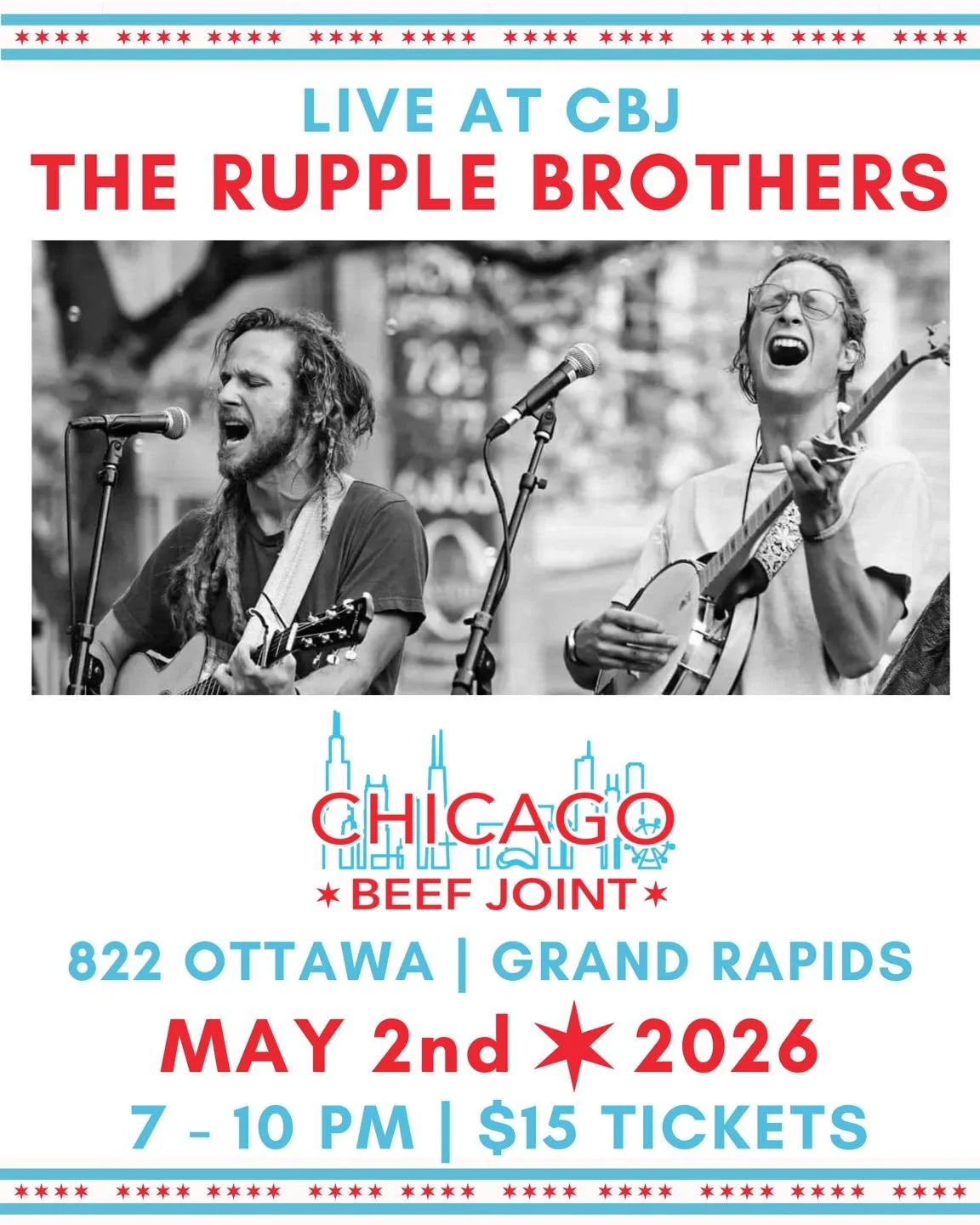 LIVE AT CBJ: THE RUPPLE BROTHERS

Join us for an evening of honest folk with a psychedelic edge. Live at CBJ this Saturday from 7-10 PM. Tickets available at the link in our bio 🤝
