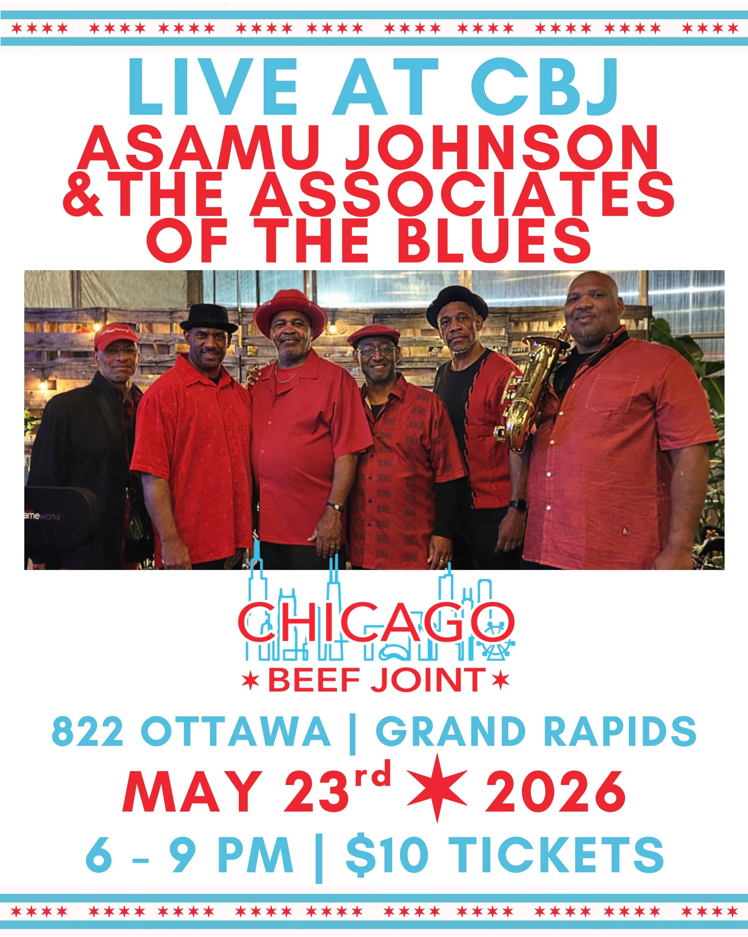 Asamu Johnson and The Associates of The Blues, LIVE AT CBJ! Grab tickets to Saturday&rsquo;s show at the link in our bio 🤝