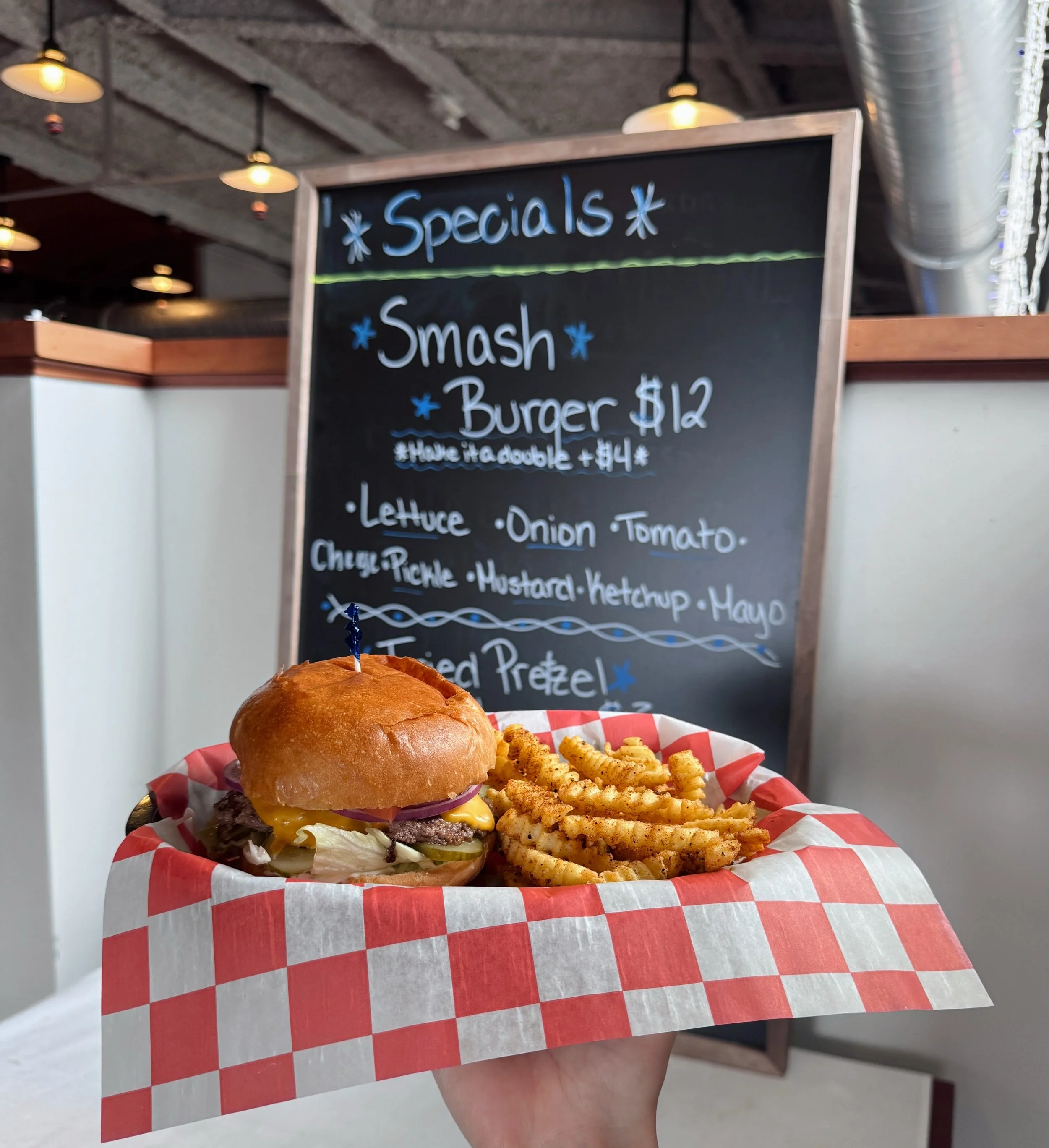 Smash Burger special?! Don&rsquo;t mind if we do! Enjoy a Smash Burger topped with cheese, lettuce, onion, tomato, pickle, mustard, ketchup, and mayo for only $12. Better yet? Make it a double 🤤

Available all weekend long! Come enjoy our food, our 