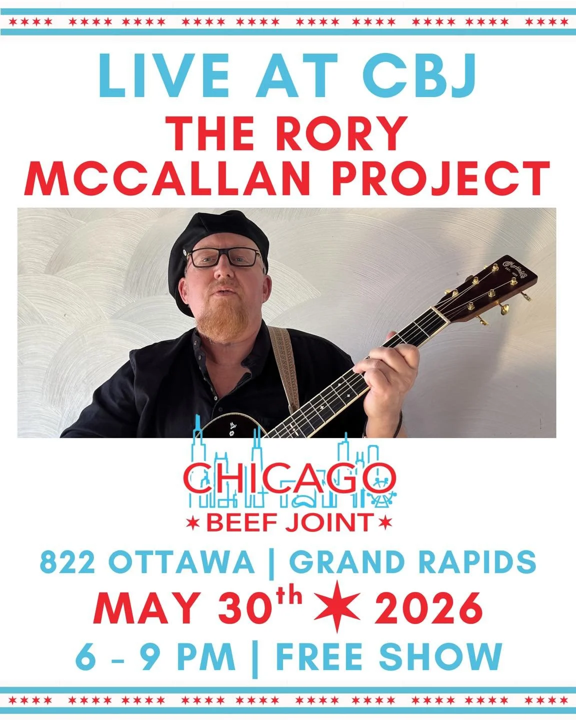 This CBJ favorite is BACK this weekend! The Rory Mccallan Project is joining us for a FREE show on Saturday from 6-9 PM 👊
