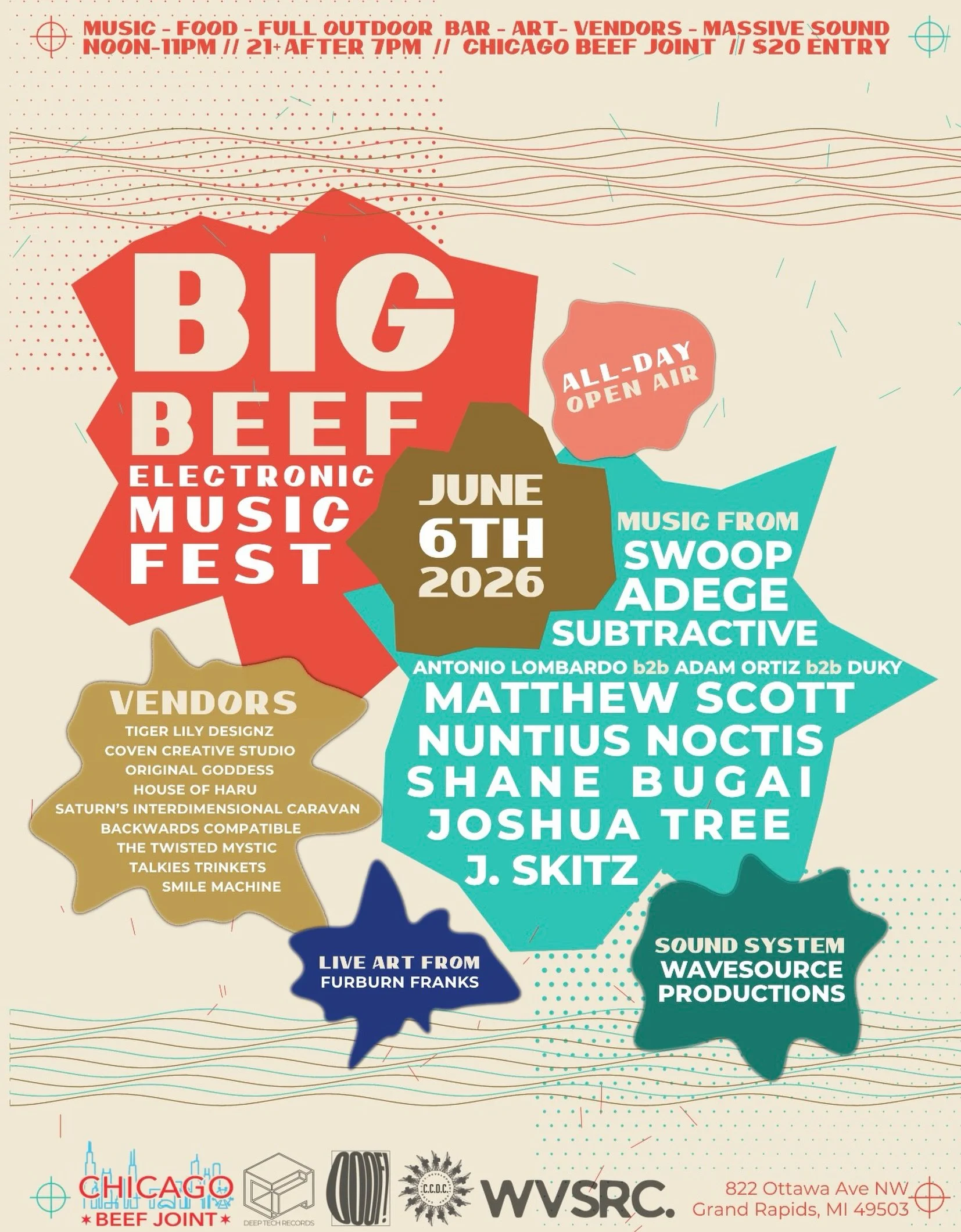 💥 BIG BEEF ELECTRONIC MUSIC FEST 💥

Join us at CBJ on Saturday, June 6 for an all-day outdoor bash! We&rsquo;ll have music, food, drinks, art, vendors, and more! More info coming soon 😎