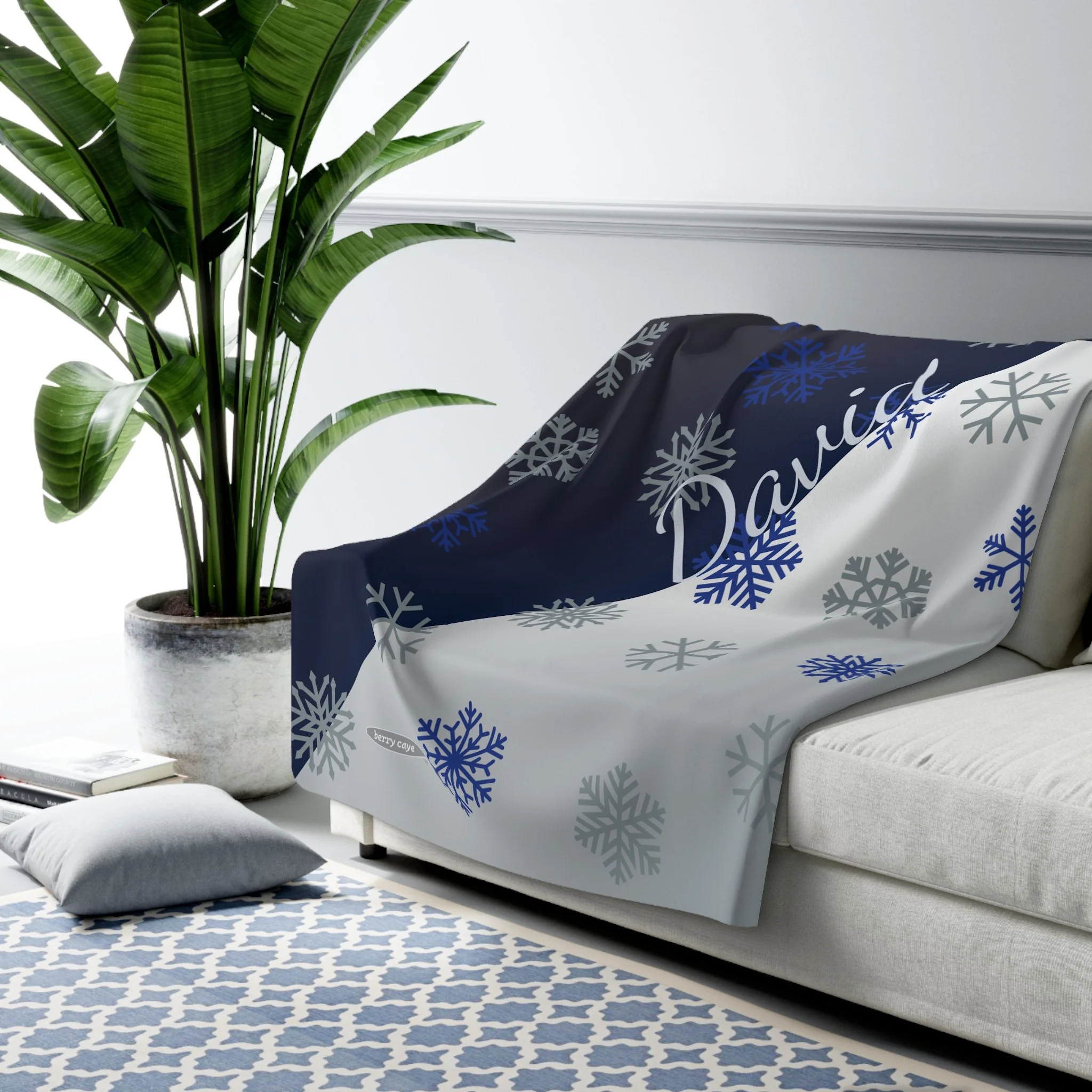 Berry Caye Snow Fleece Blanket - Blue/Gray – Personalize it!
