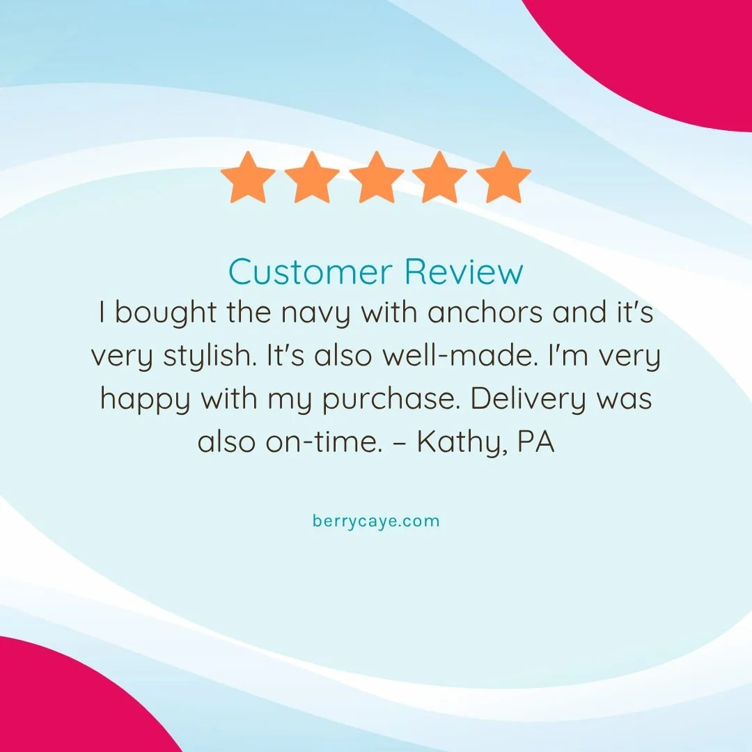 We get authentic reviews from our customers, and we greatly appreciate them. Thank you, Kathy! Enjoy your navy tote bag! 
#berrycaye #travelwithberrycaye 

We get authentic reviews from our customers, and we greatly appreciate them. Thank you, Kathy!