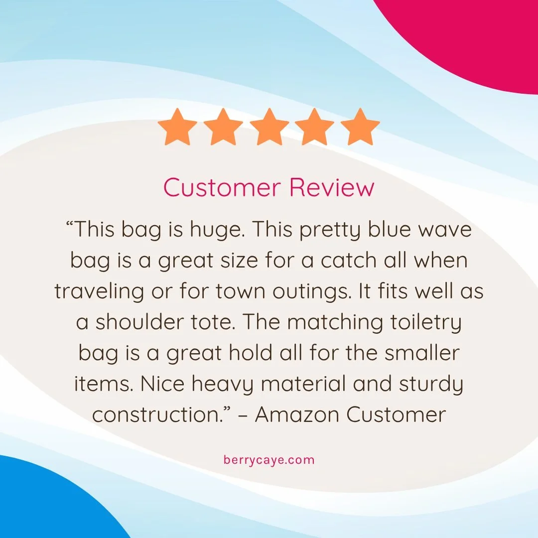 We appreciate all of our customers! Thank you for leaving a review on our Berry Caye Store on Amazon. 
#berrycaye #BerryCayeOnAmazon  #toiletrybags #travelwithberrycaye
