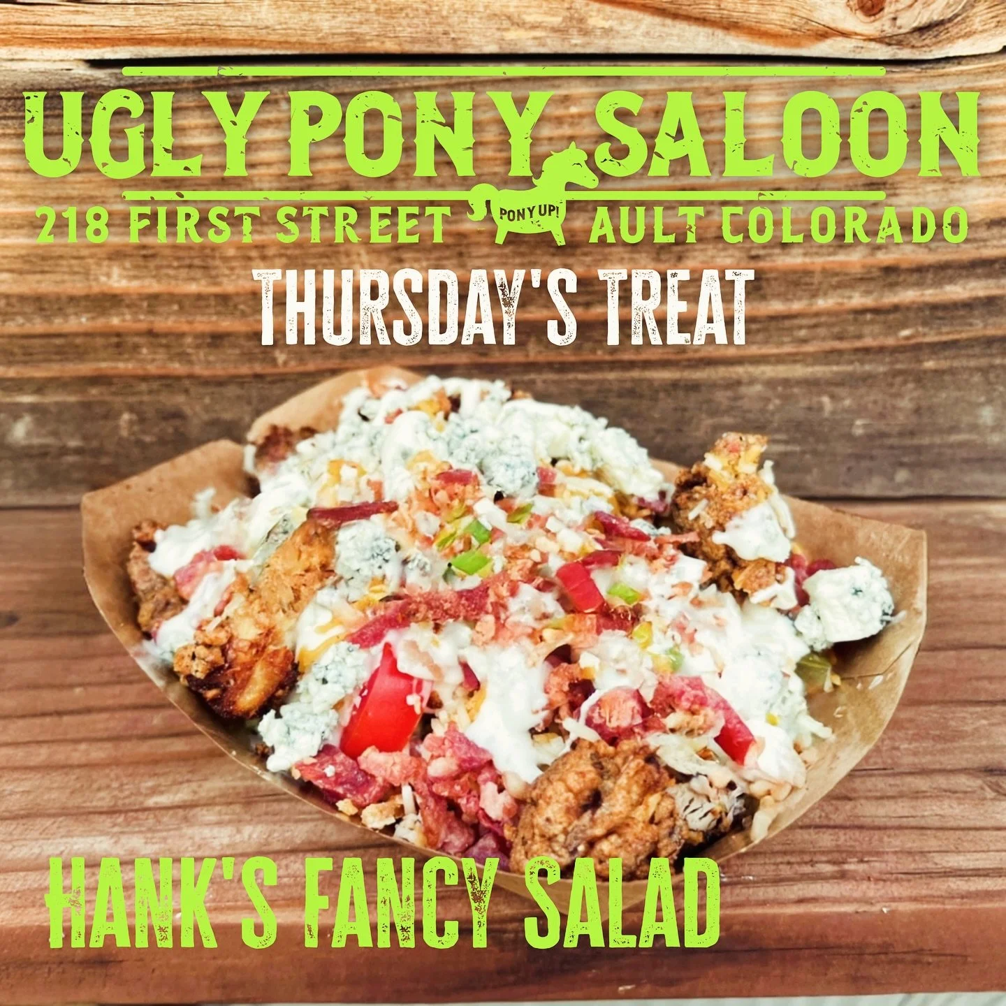 Hank&rsquo;s turning over a new leaf- with a loaded chicken tender salad, blue cheese &amp; bacon crumbles plus a drizzle of ranch. It&rsquo;s a perfect treat on this hot Thursday.