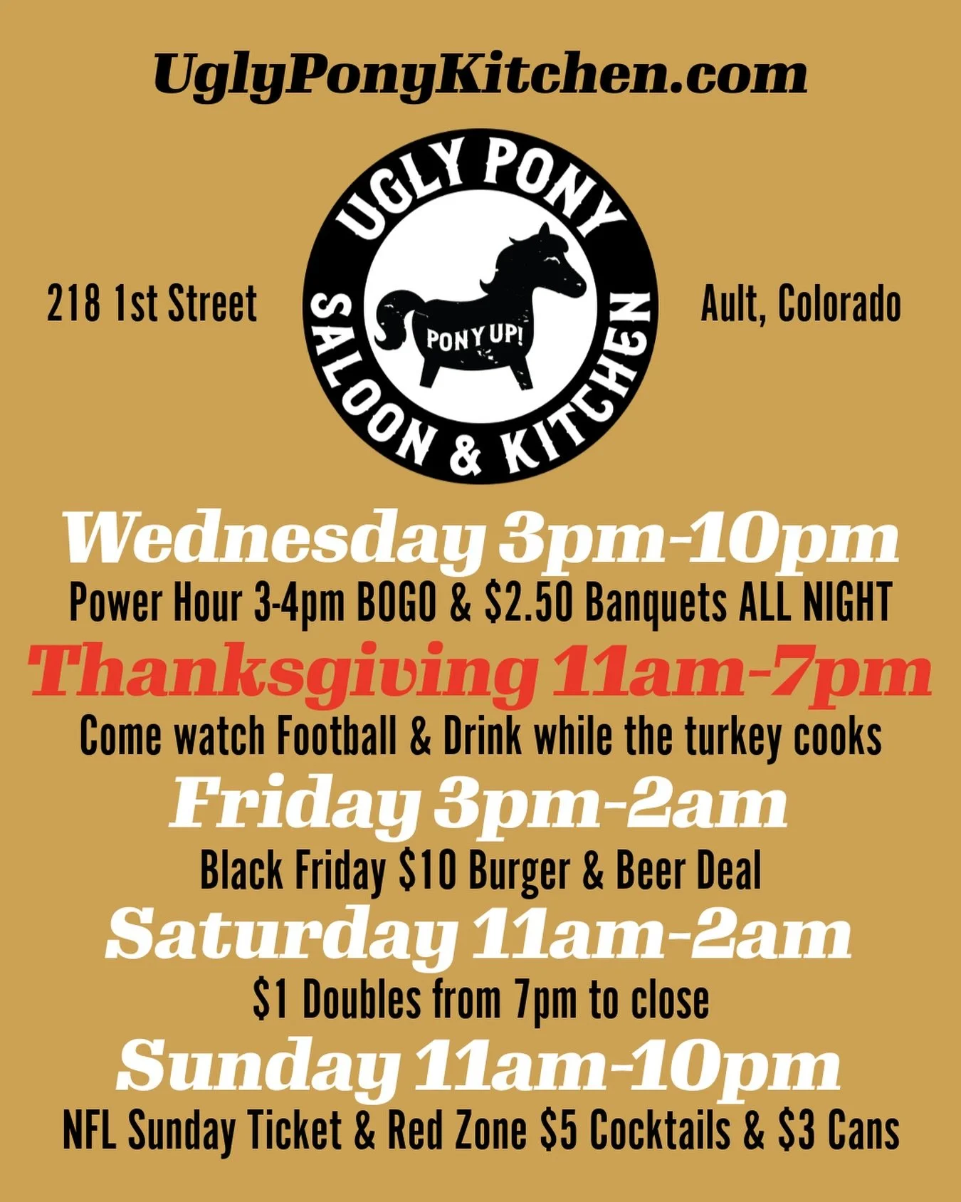 Make your Thanksgiving week even better with a visit to the @uglyponysaloon for great food and amazing drinks #PonyUp #glutenfree