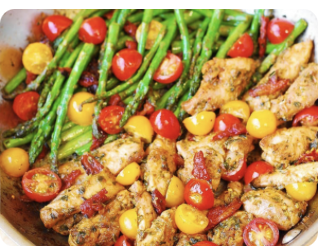 Low Carb Pesto Chicken with Asparagus and Sun-Dried Tomatoes (FF)