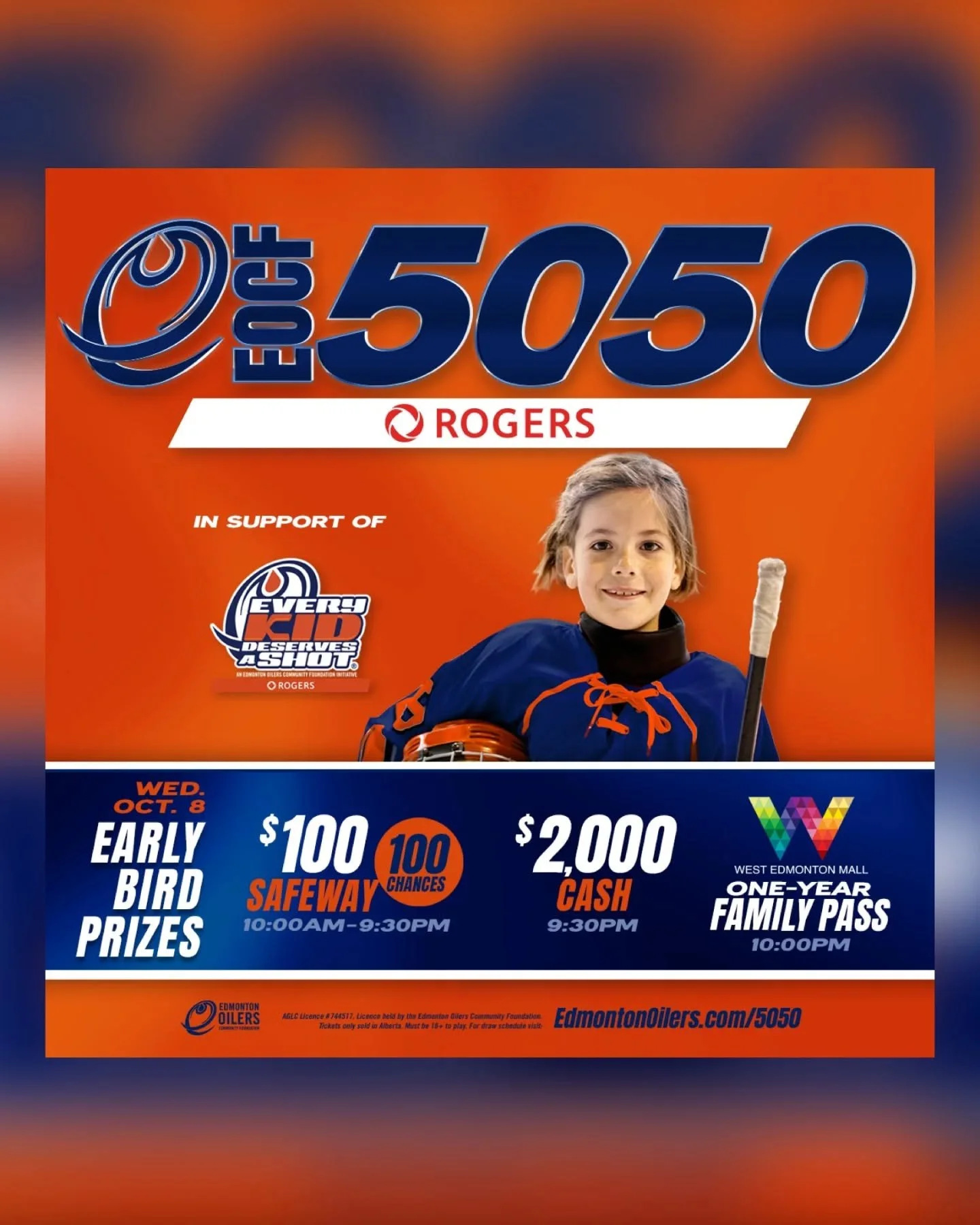 Hey, did you know there was an @edmontonoilers game tonight #YEG? 😂

Not only are we officially back! But @oil_foundation 50/50 is back in support of Every Kid Deserves a Shot with 100 chances to win $100 at Safeway from 10AM until 9:30PM tonight. G