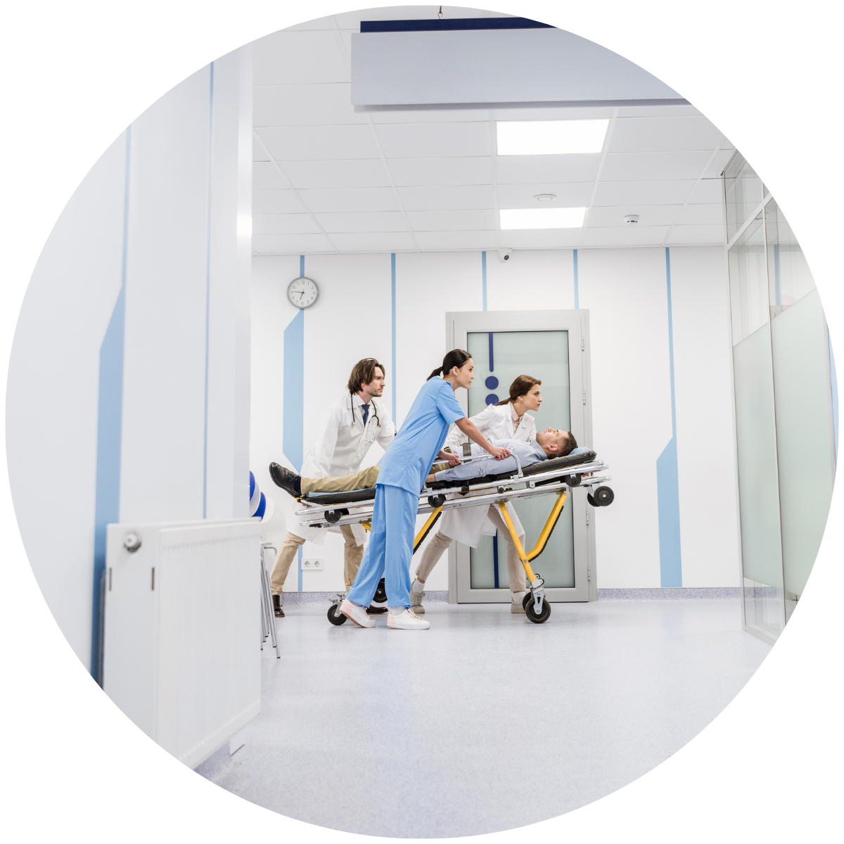 busy emergency room with diligent nursing staff