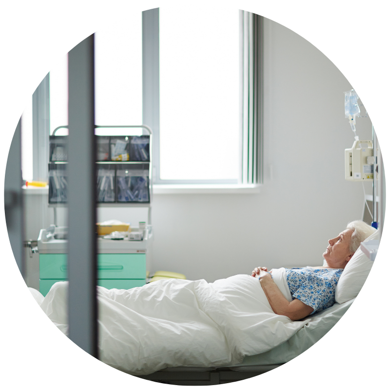 Patient in hospital bed