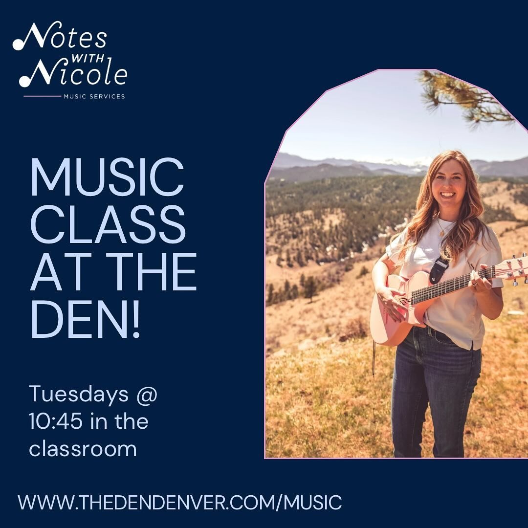 Music classes continue at @thedenfamilysocialclub ! New time- Tuesdays at 10:45 AM. Classes are geared towards infant- 5 years old. Classes are 45 minutes and include singing, movement, instrument play, and connection through music. Come join me week