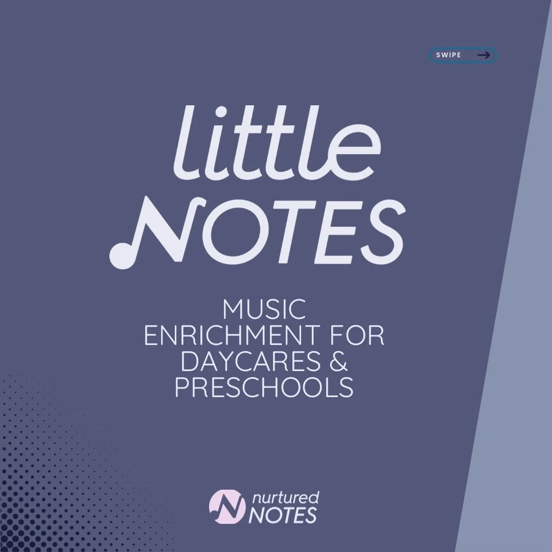 Little Notes- music enrichment for preschools and daycares! 🎵
Our Little Notes program is designed for young learners to explore music through singing, movement, instruments, and play, all while building confidence, connection, and early learning sk