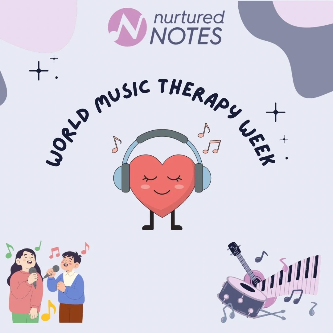 World Music Therapy Week is April 10-15th! 🎶💛

Nurtured Notes was created by Nicole, a board- certified music therapist. Although you may know her as Miss Nicole, your child&rsquo;s music teacher, she is a certified music therapist and also facilit