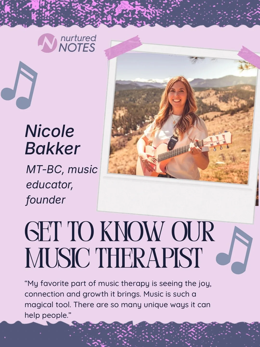 Happy music therapy week! Meet and learn more about our owner &amp; founder - Nicole! 🎶