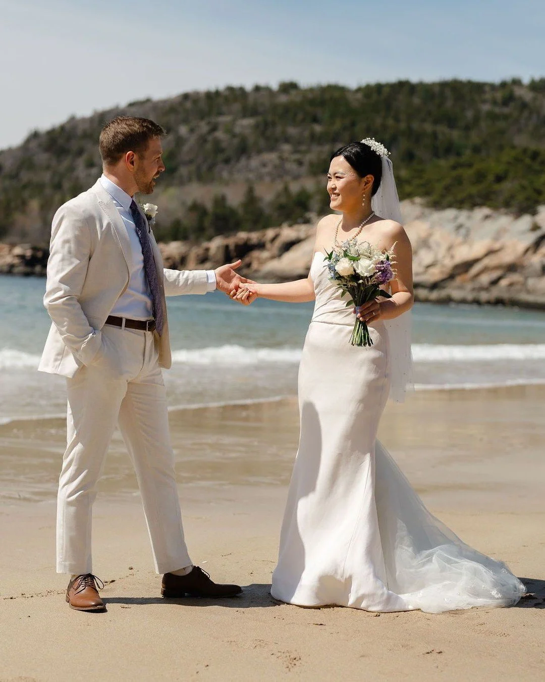 C &amp; J eloped in Acadia National Park this past Saturday! From a first look on Sand Beach to a teary ceremony in Monument Cove, the love was palpable! C's parents had flown in from China, and they made special translated vow books for her parents 