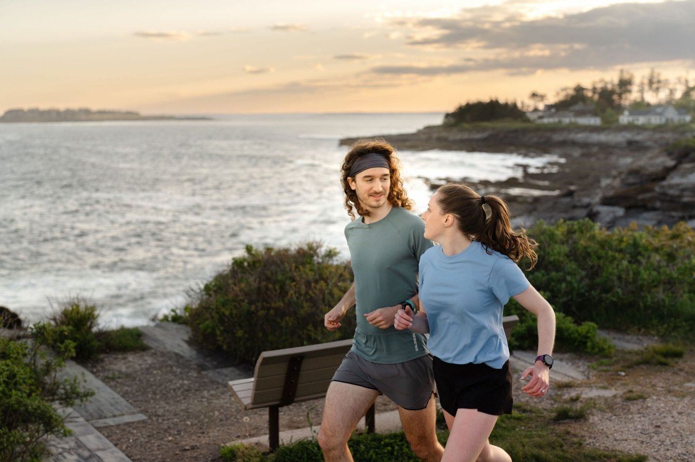 We can&rsquo;t wait to celebrate Meghan and Brad tomorrow at @oxbowbeergarden! For their engagement session, they chose Two Lights, a spot where they love to run together, so naturally a little running made it into the shoot. Be who you are, always!
