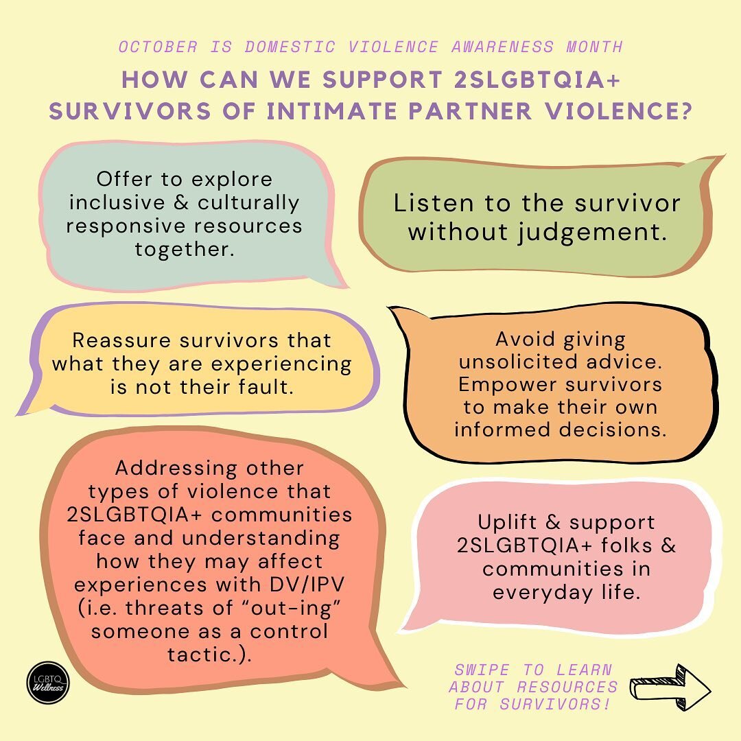 October is Domestic Violence Awareness Month, and we&rsquo;re starting it off by brainstorming ways to support 2SLGBTQIA+ survivors of domestic and intimate partner violence (DV/IPV) as well as by sharing some valuable community resources. Are we mis