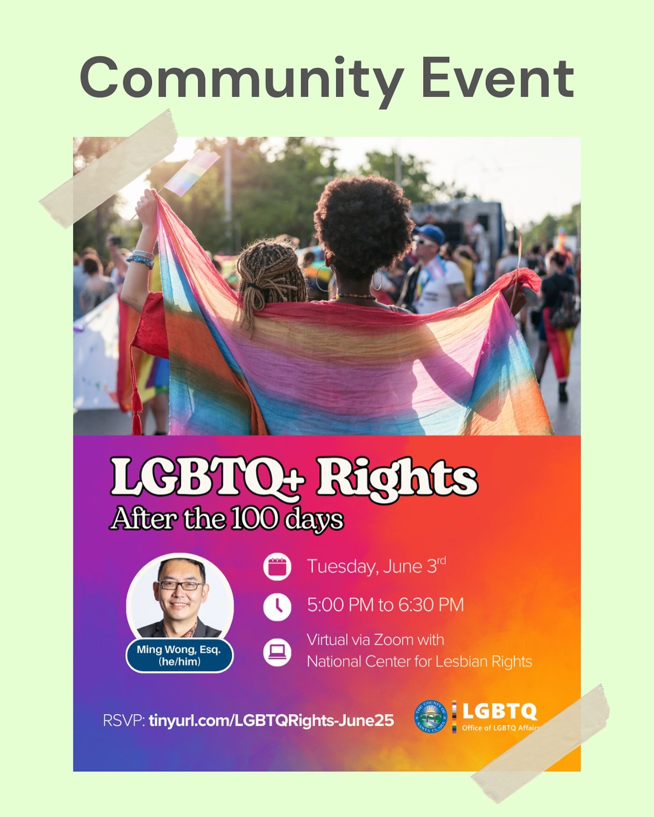 ❗️REPOST FROM @lgbtqsccgov❗️

Curious about LGBTQ+ rights after the first 100 days of the current administration? Do you want to ask a lawyer about LGBTQ+ Rights?

This is your chance to join us for a free virtual session, LGBTQ+ Rights After 100 Day