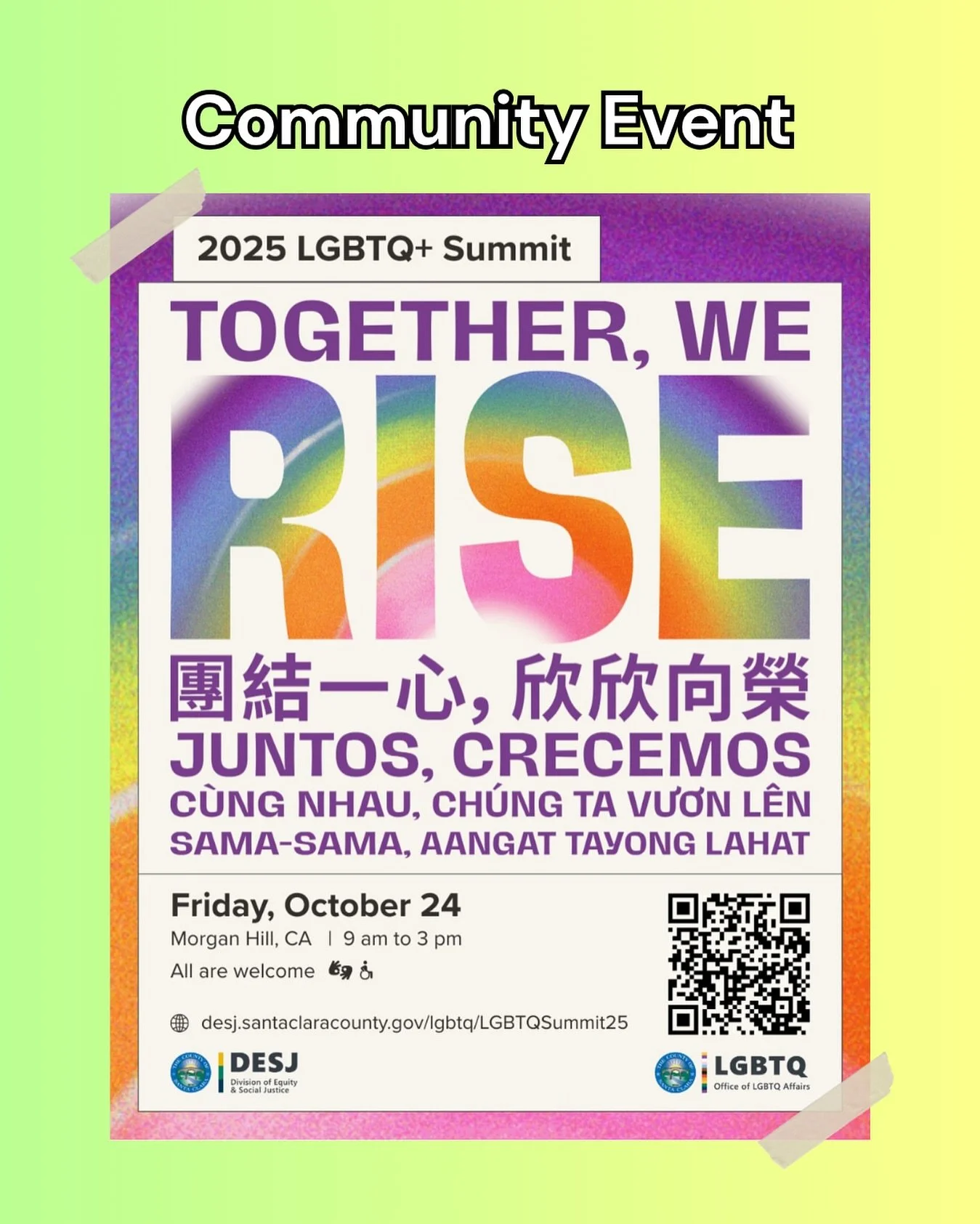 #REPOST from @lgbtqsccgov‼️✨
“Tickets now available for LGBTQ+ Summit 2025!
The annual LGBTQ+ Summit is back! This inspiring event brings together County employees, service providers, community members, and allies to celebrate inclusivity and