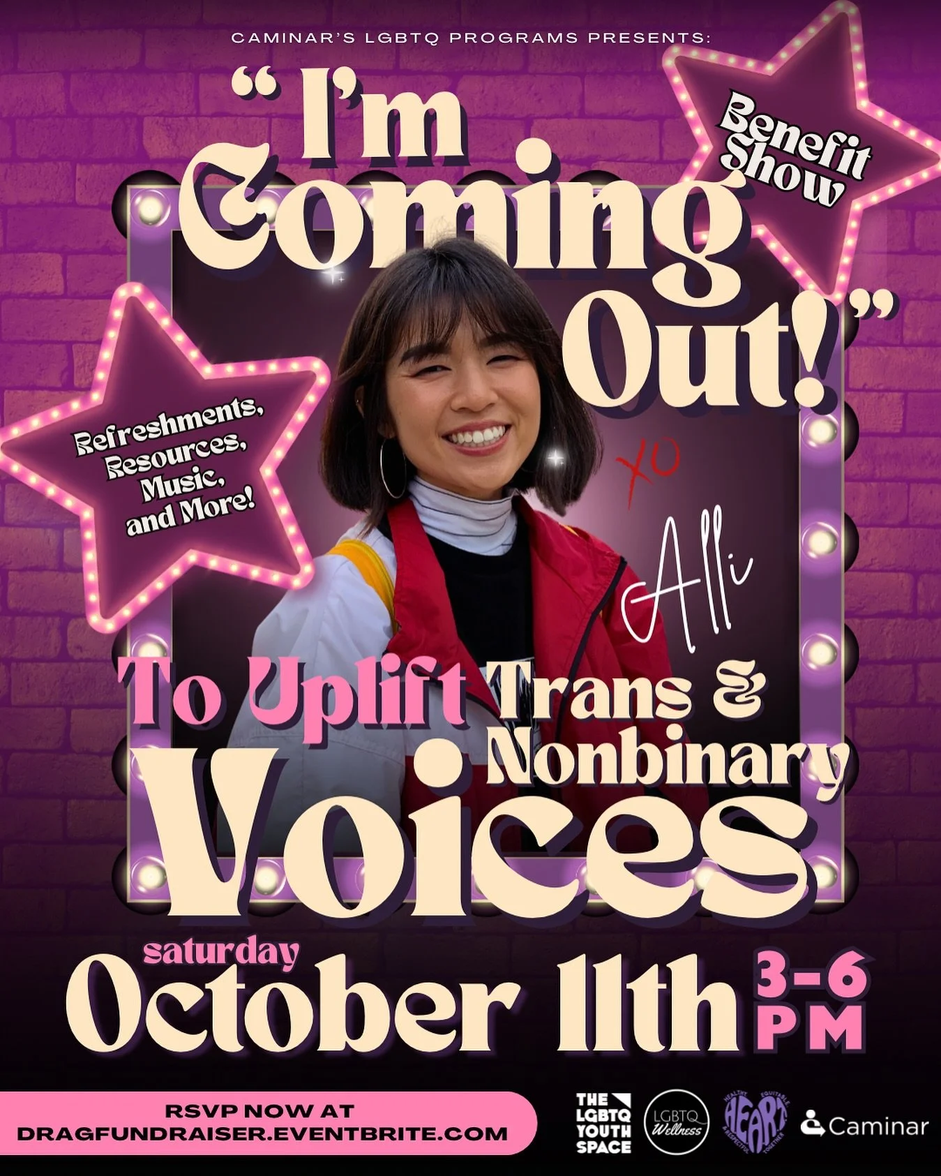 Won’t you come on over and join us at “I’m Coming Out!” to uplift our trans, nonbinary, and gender expansive community? 🥹🫶 Alli (they/them), our LGBTQ Wellness Program Coordinator, is so excited to see y’all there! 💗