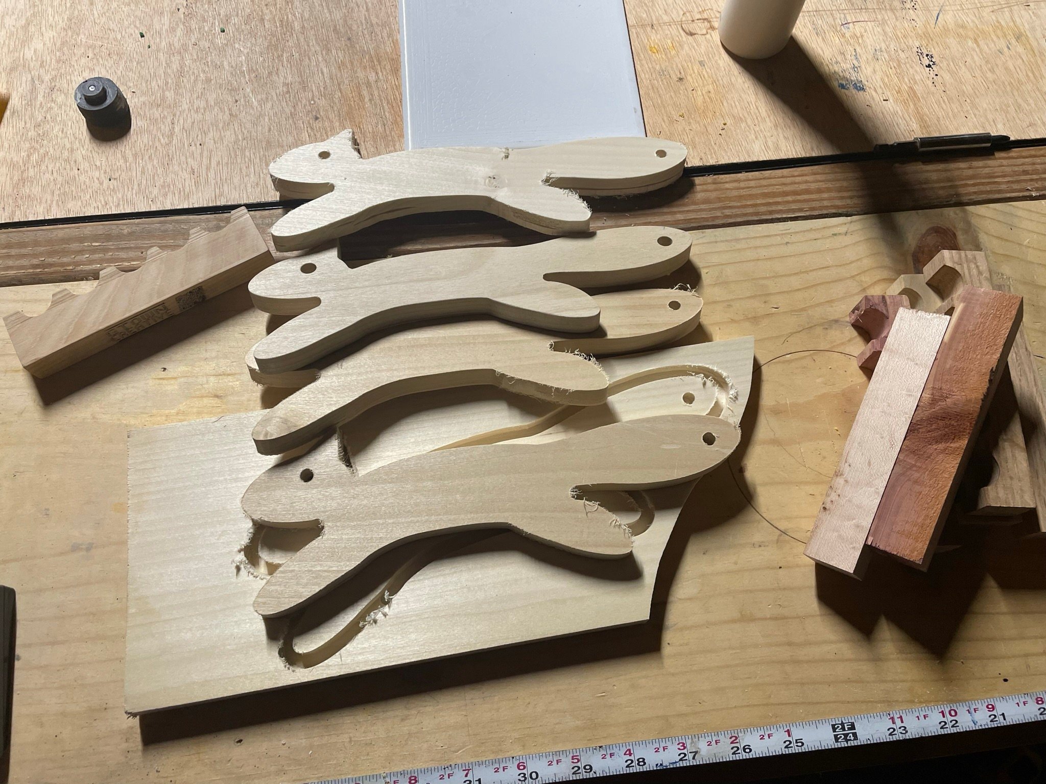 Oven helper squirrels made from poplar