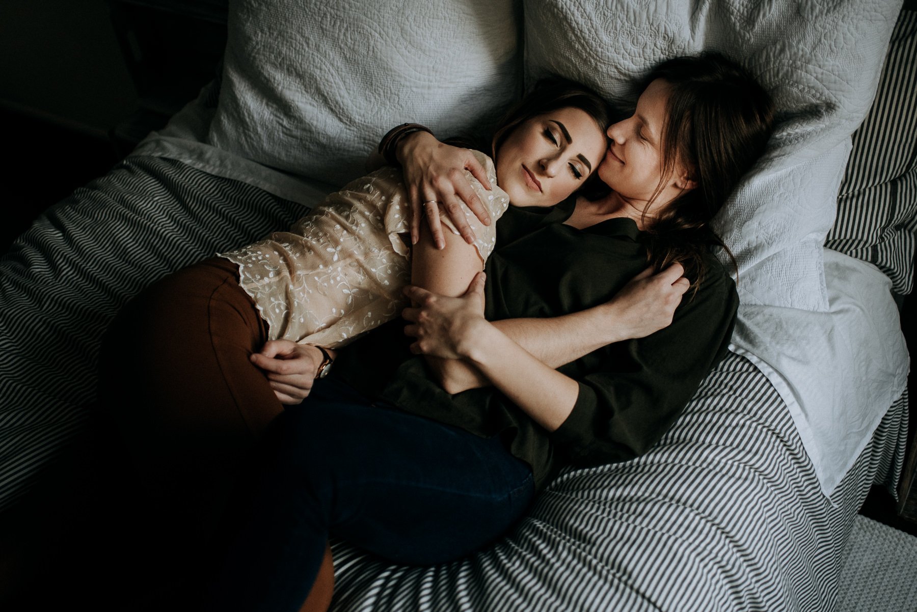 Hugging Couple In Love Bedroom