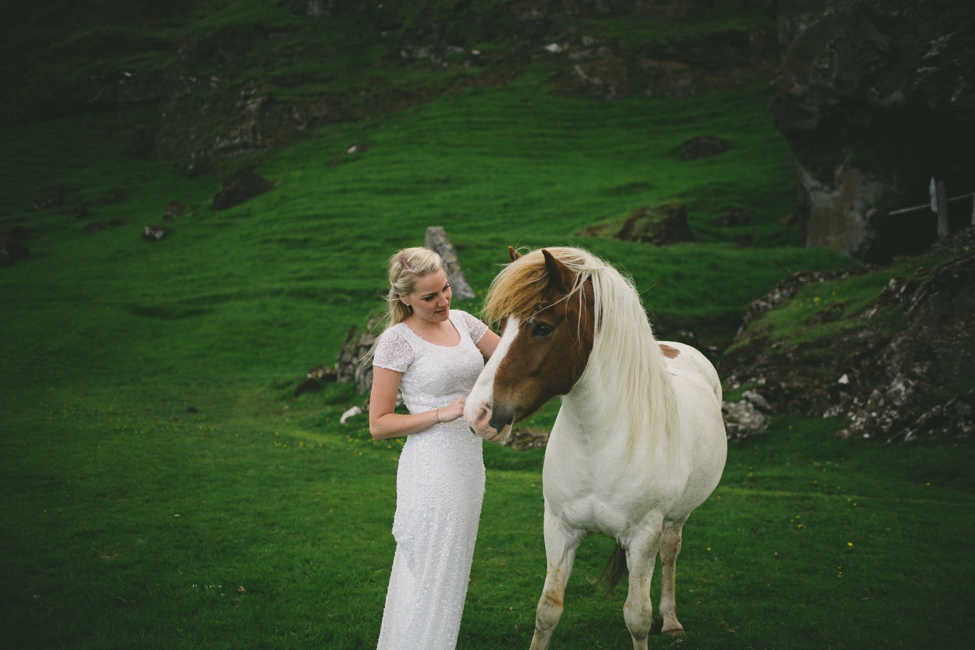bride with icelandic horse