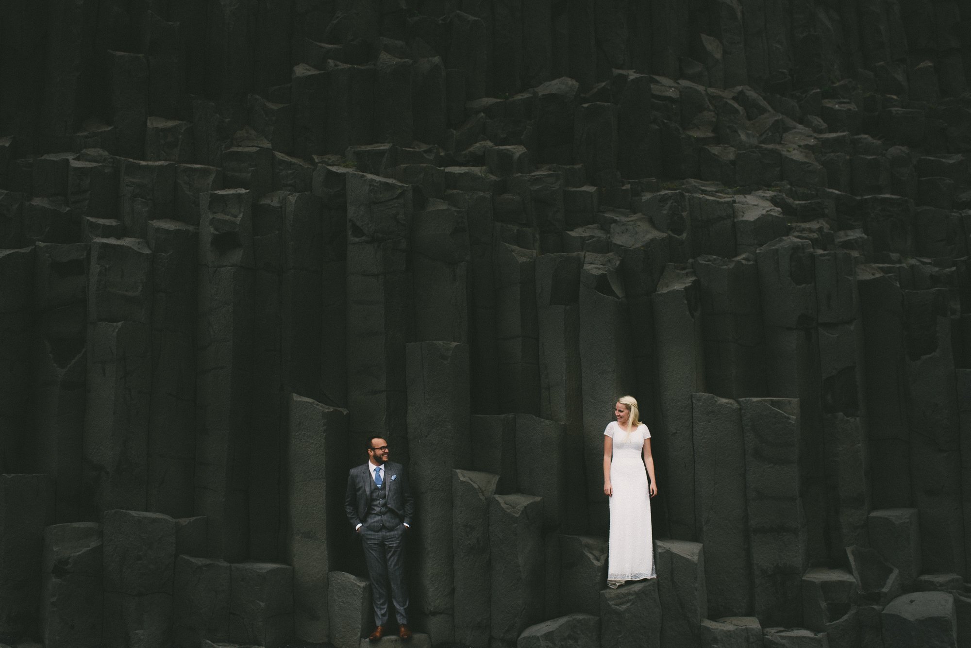 Iceland wedding Reynisfjara basalt columns