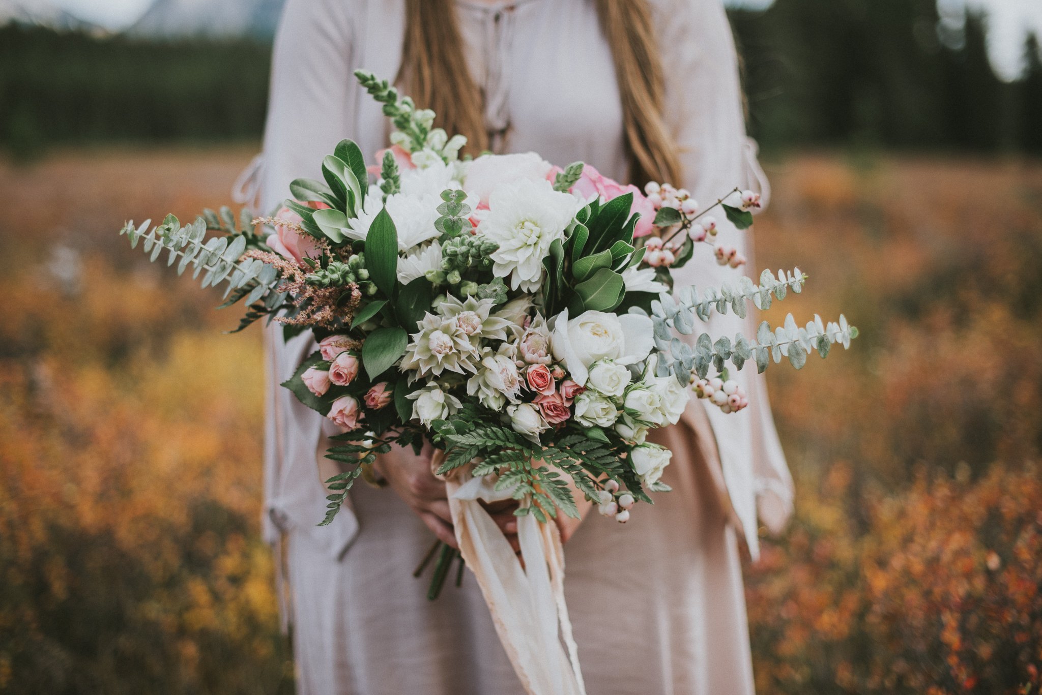 kananaskis bride flower bouquet portrait