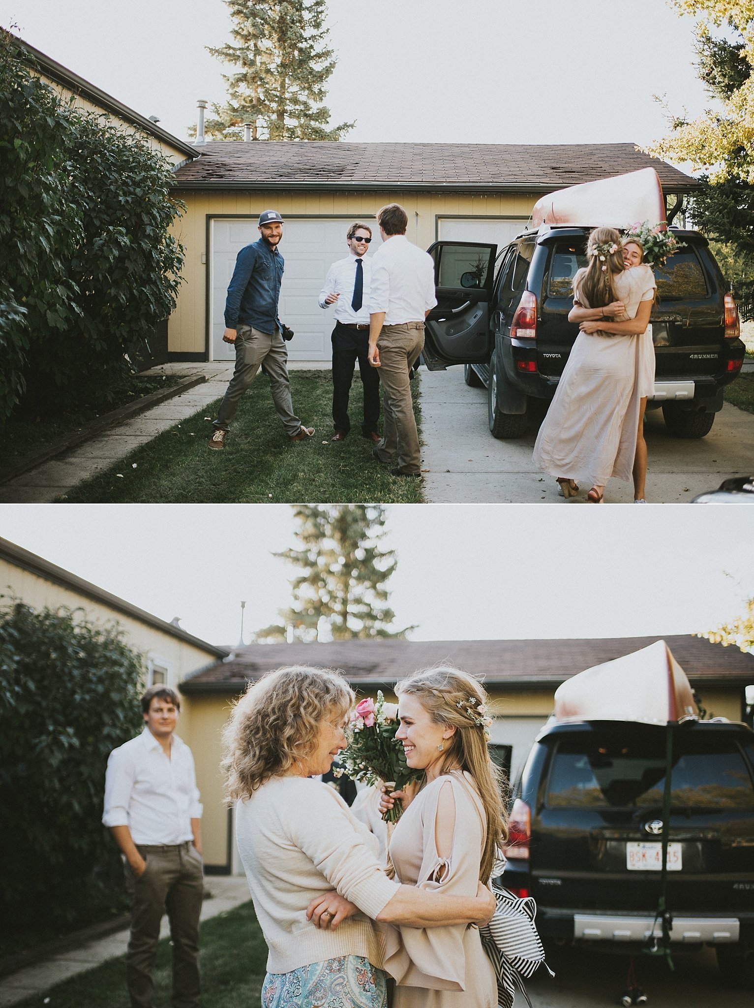 bride groom candid moment guests family kananaskis