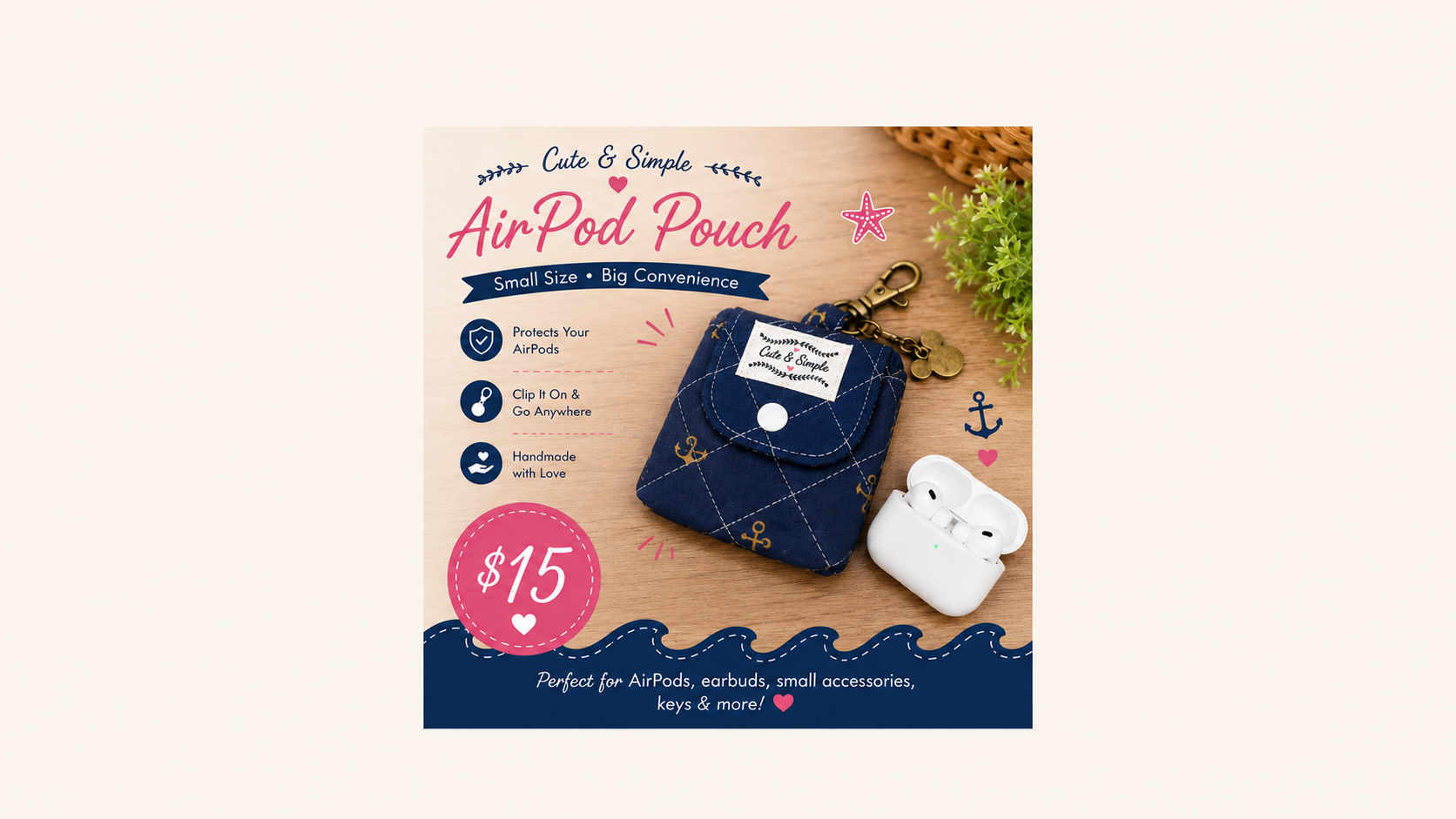 Nautical Charm  AirPods Pouch