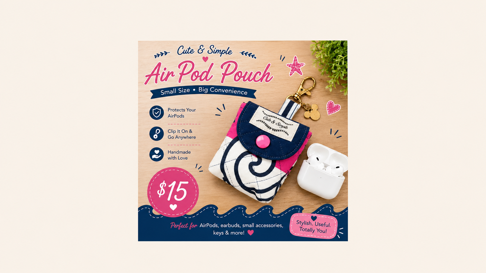Sunshine & Seas AirPods Pouch