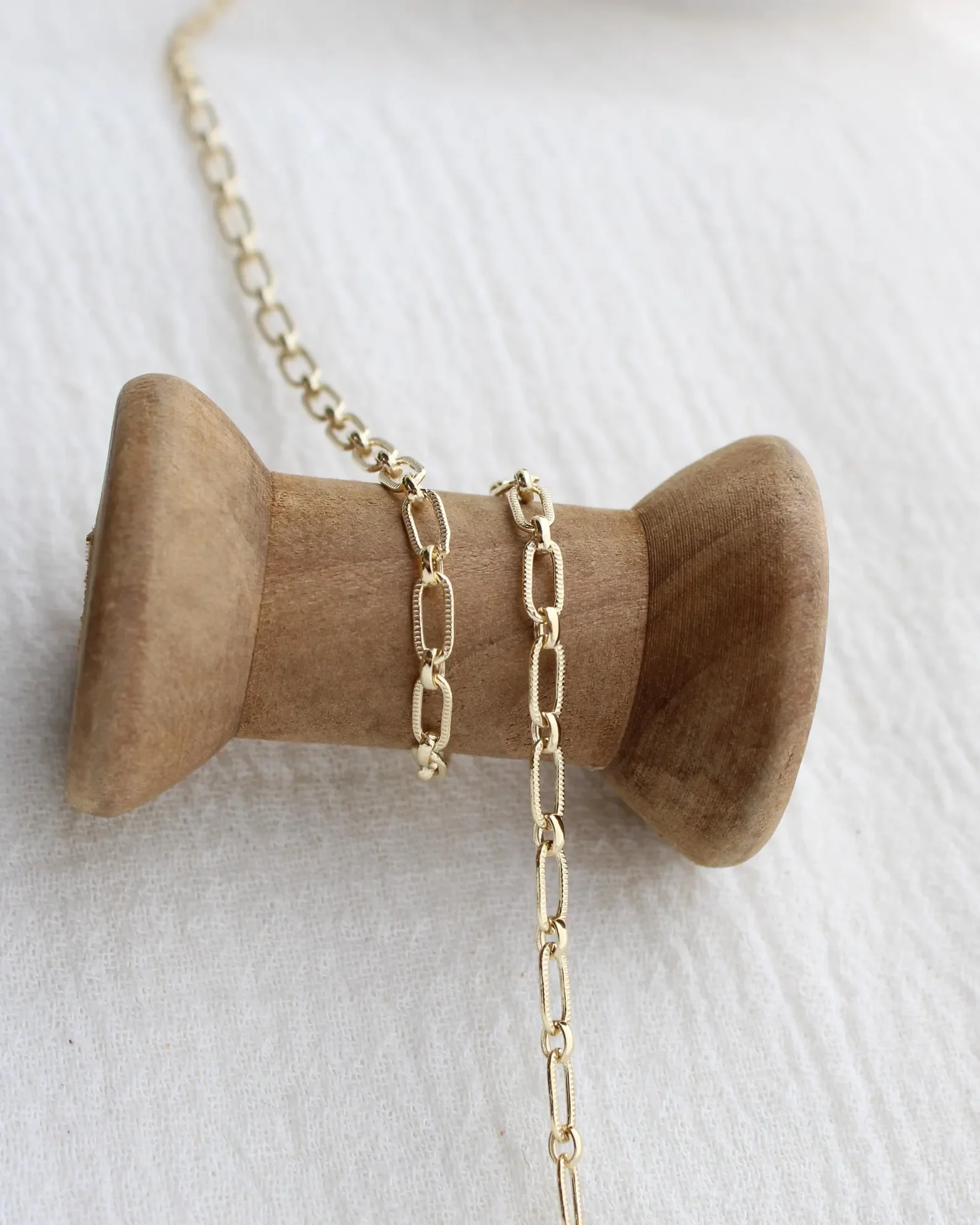 Patterned Long & Short Paperclip 14k Gold Filled