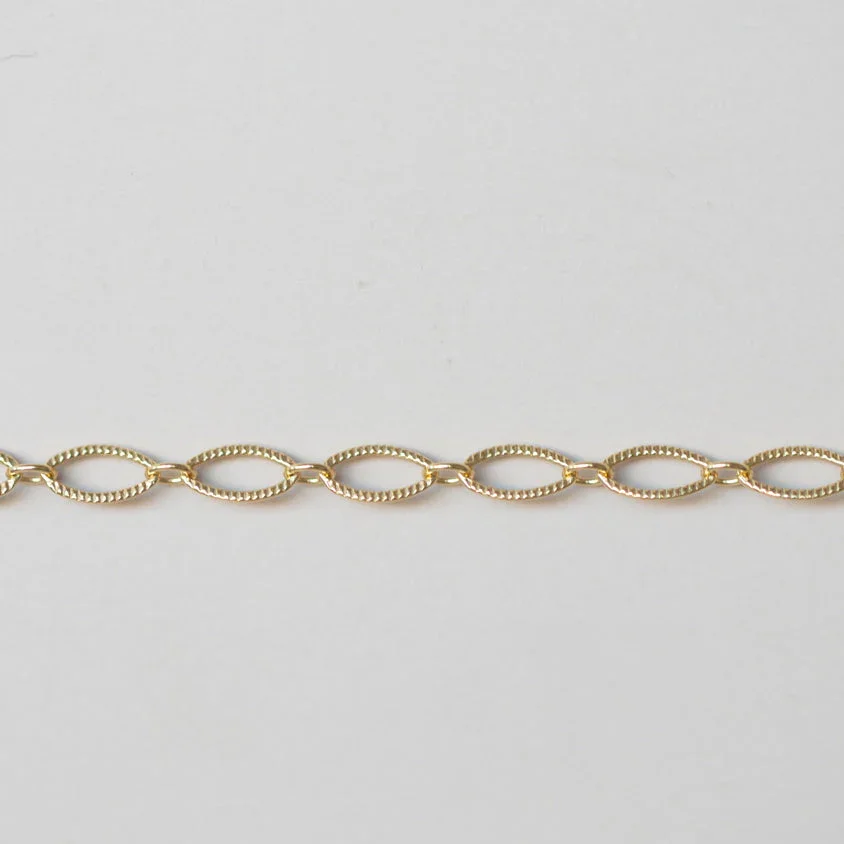 Knurled Long & Short Oval 14k Gold Filled