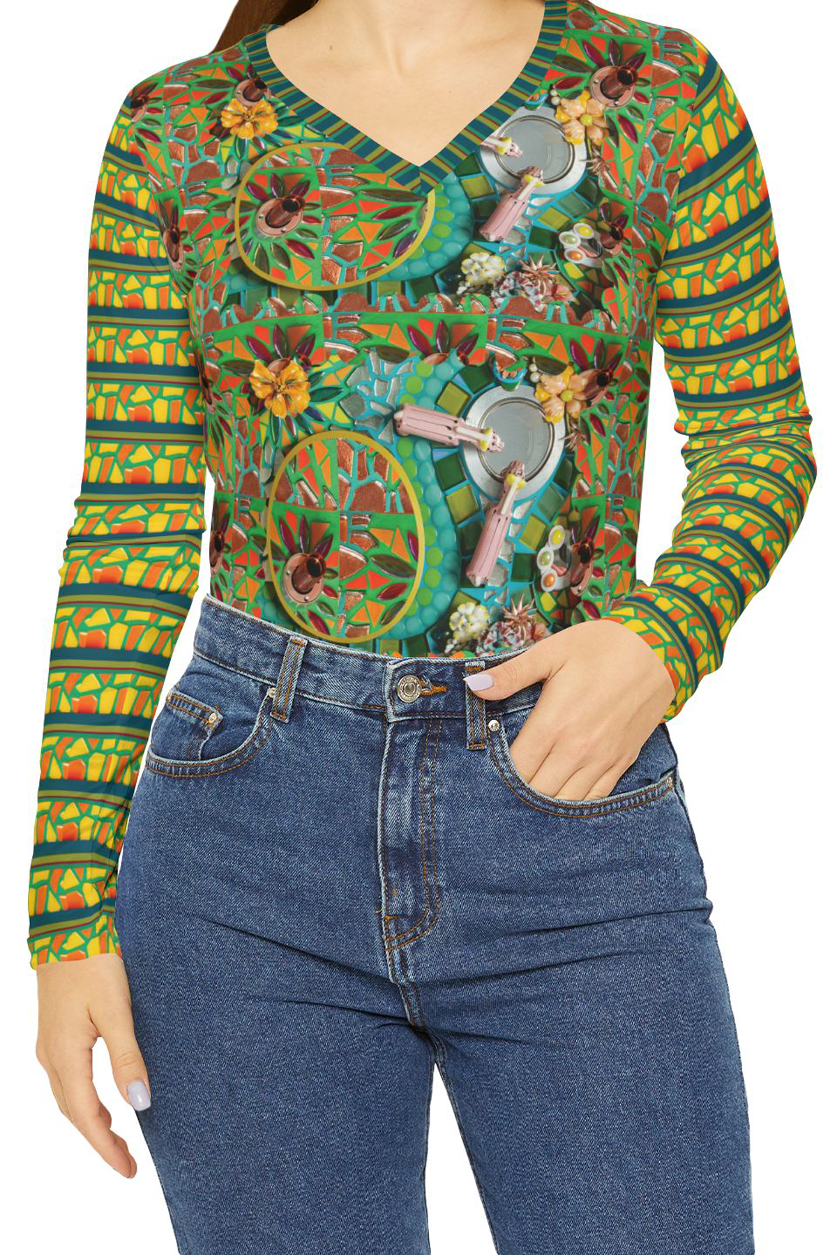 Planet Zelala Bala Women's Long Sleeve V-neck Shirt #1