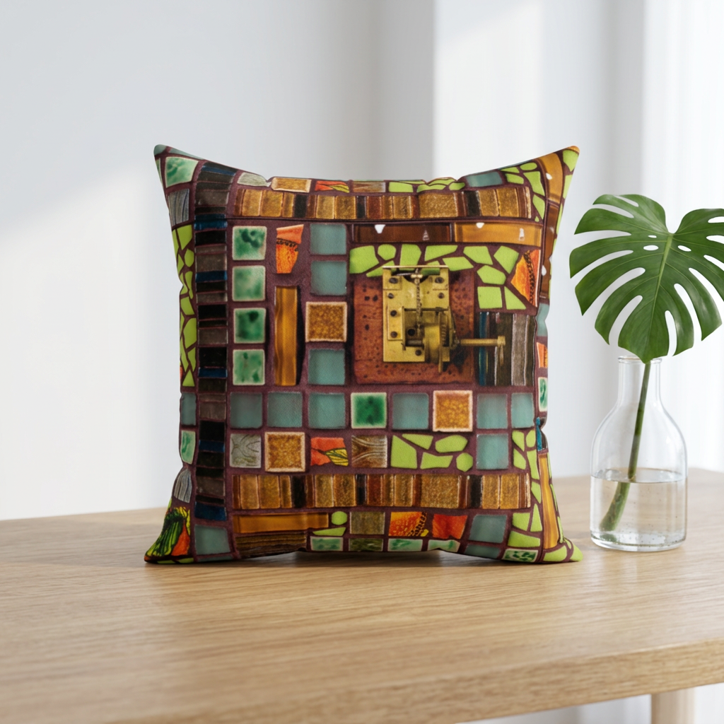 Plaid Machine Art Pillow