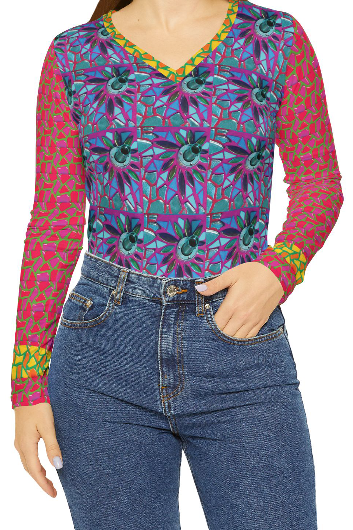 Planet Zelala Bala Women's Long Sleeve V-neck Shirt #2