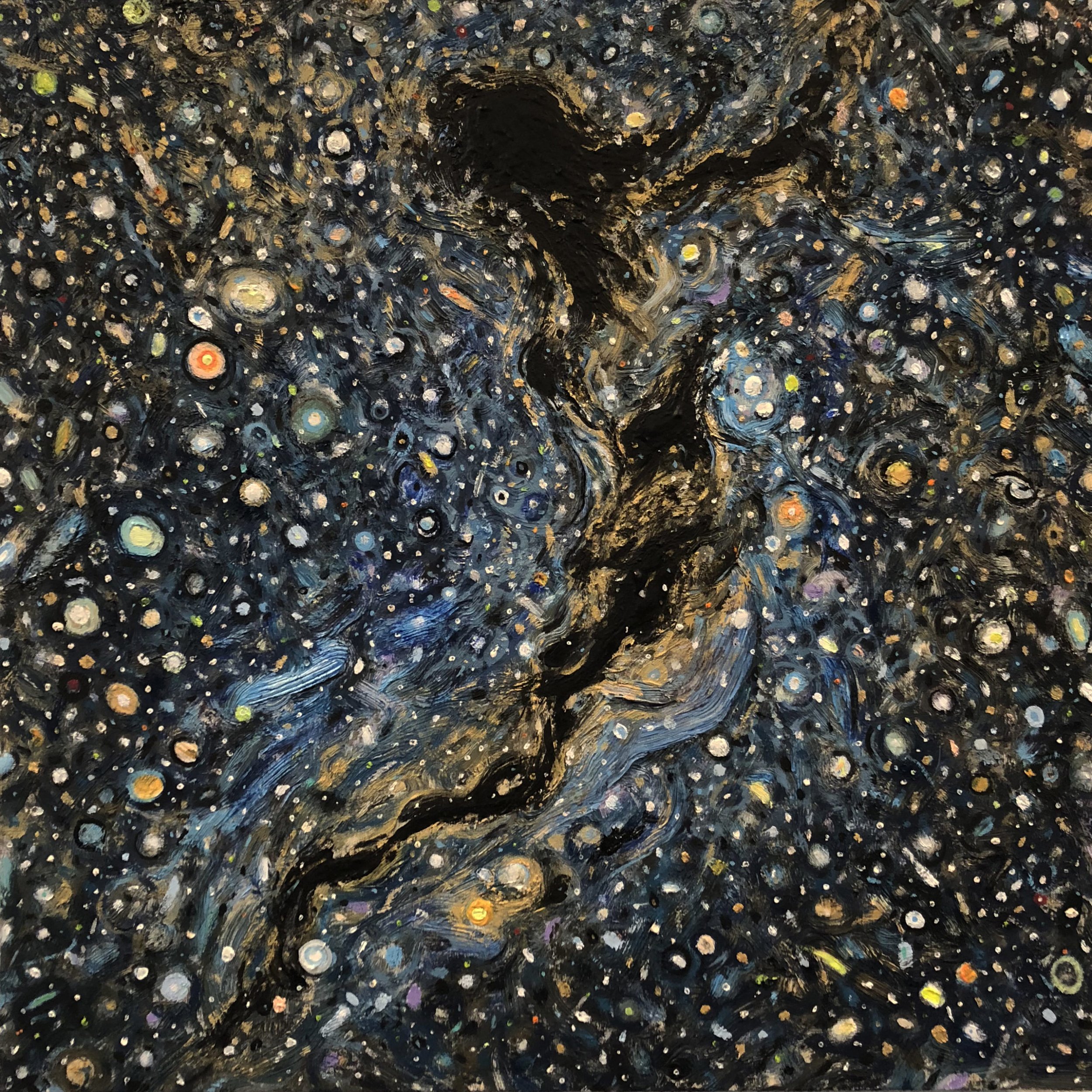 Seahorse Nebula | 16" x 16" | oil on wood panel, diamond dust | 2020