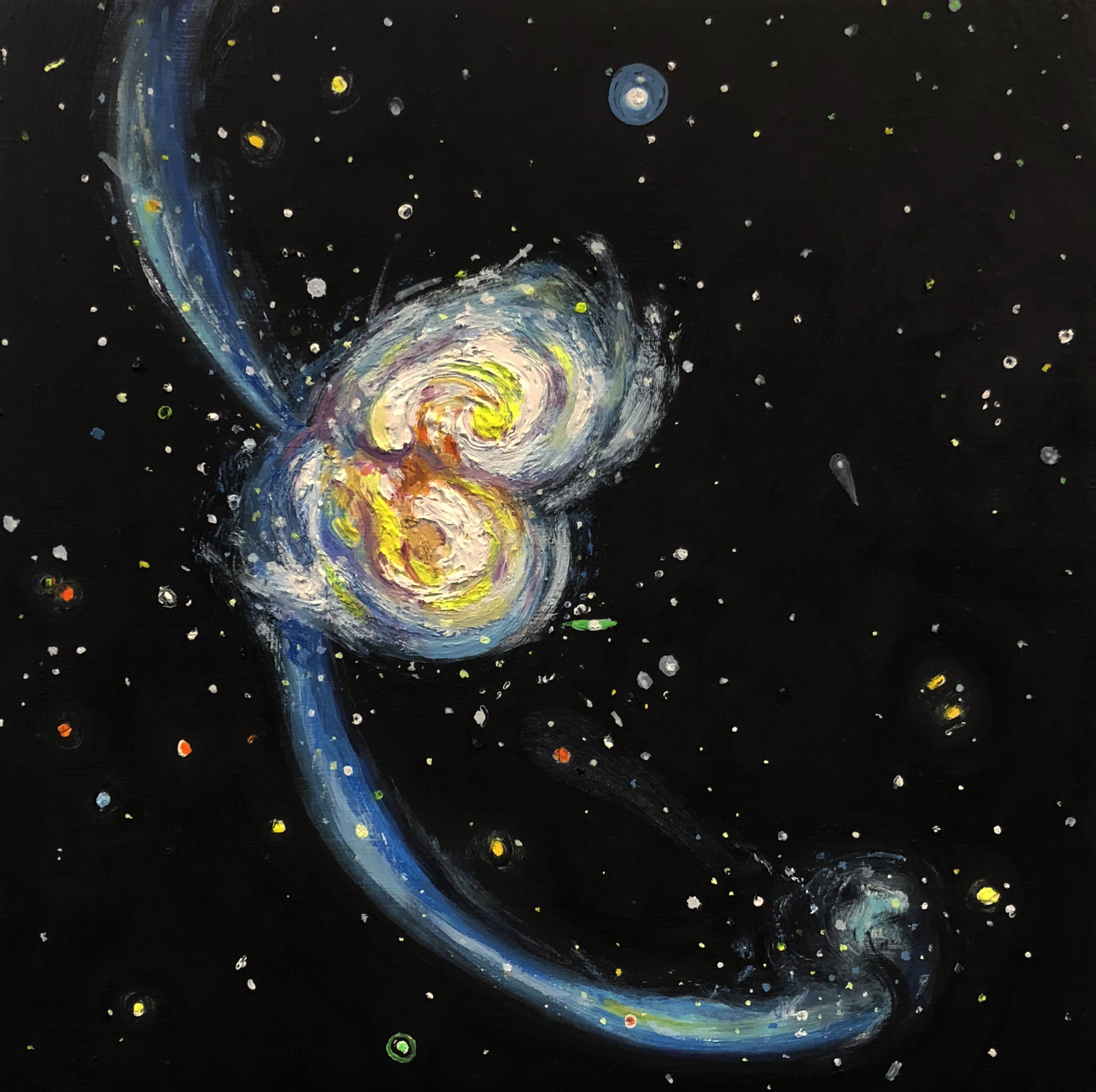 NGC 4038 | 9" x 9" | oil on wood panel | 2019