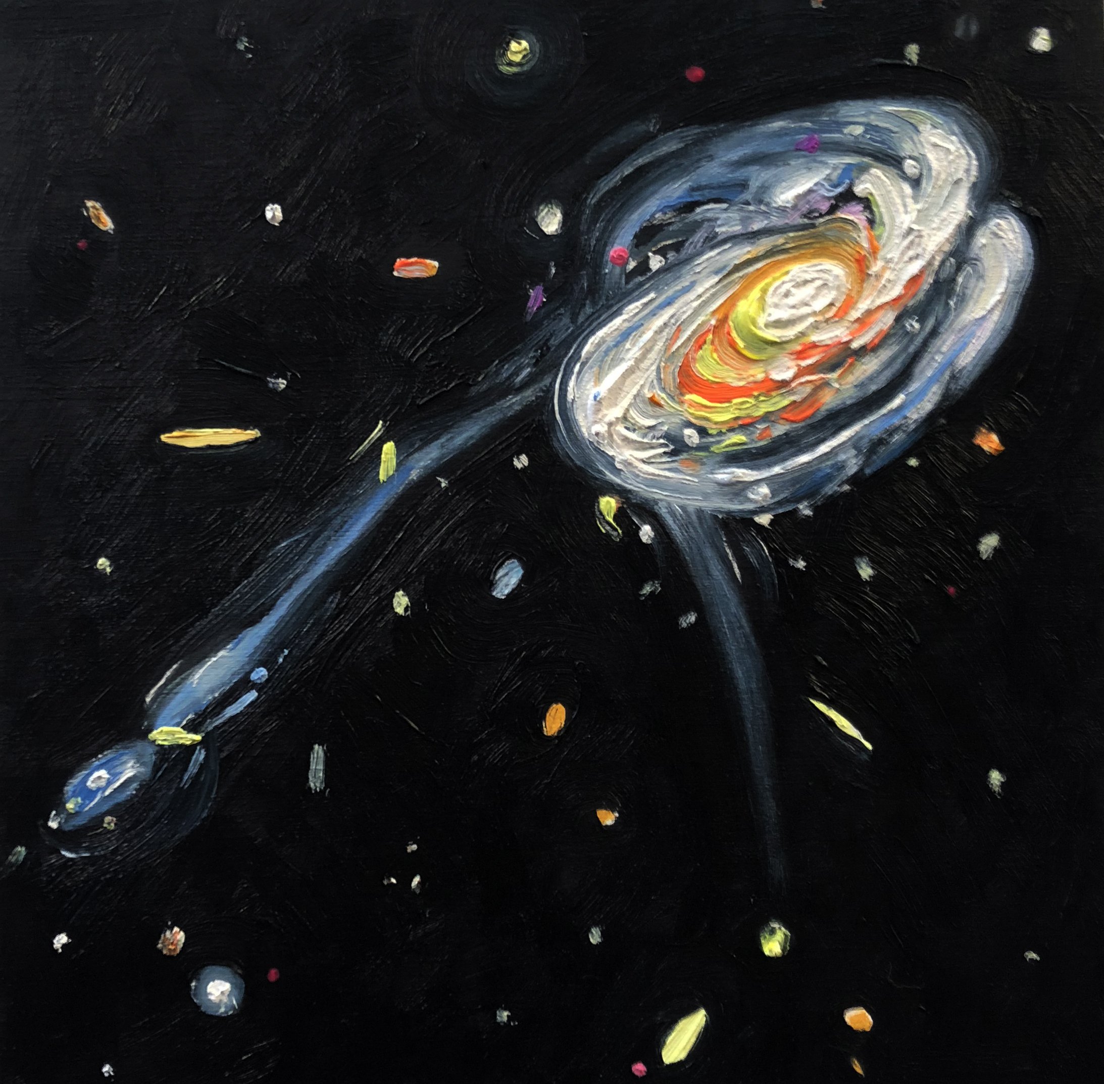Tadpole Galaxy | 6" x 6" | oil on wood panel | 2018