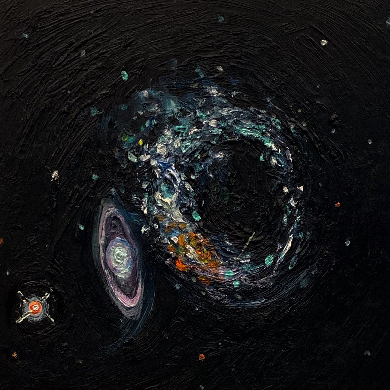 Interacting Galaxies | 7" x 7" | oil on wood panel | 2019
