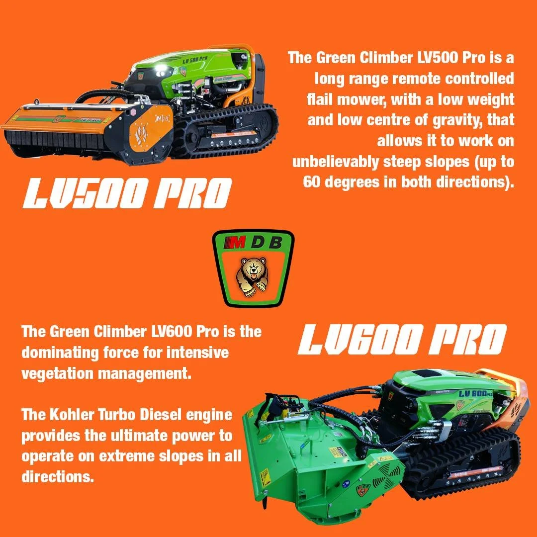 Specifically designed to carry out maintenance of green areas, roadsides, and highways in areas particularly inconvenient or dangerous to reach, the LV500 Pro is ideal for all your remote-control vegetation management.

The LV600 Pro is more efficien