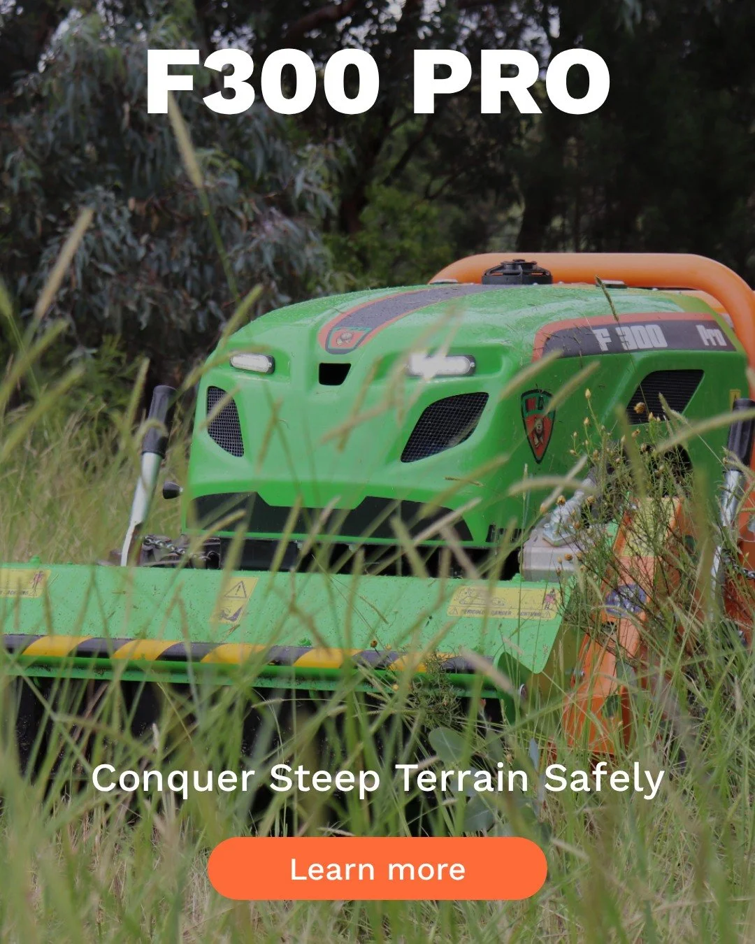 The Green Climber F300 PRO is the ultimate remote controlled slope mower built for the toughest jobs: steep embankments, roadside vegetation, unstable ground and restricted access zones -  all without putting your team at risk.

 Why it&rsquo;s a gam