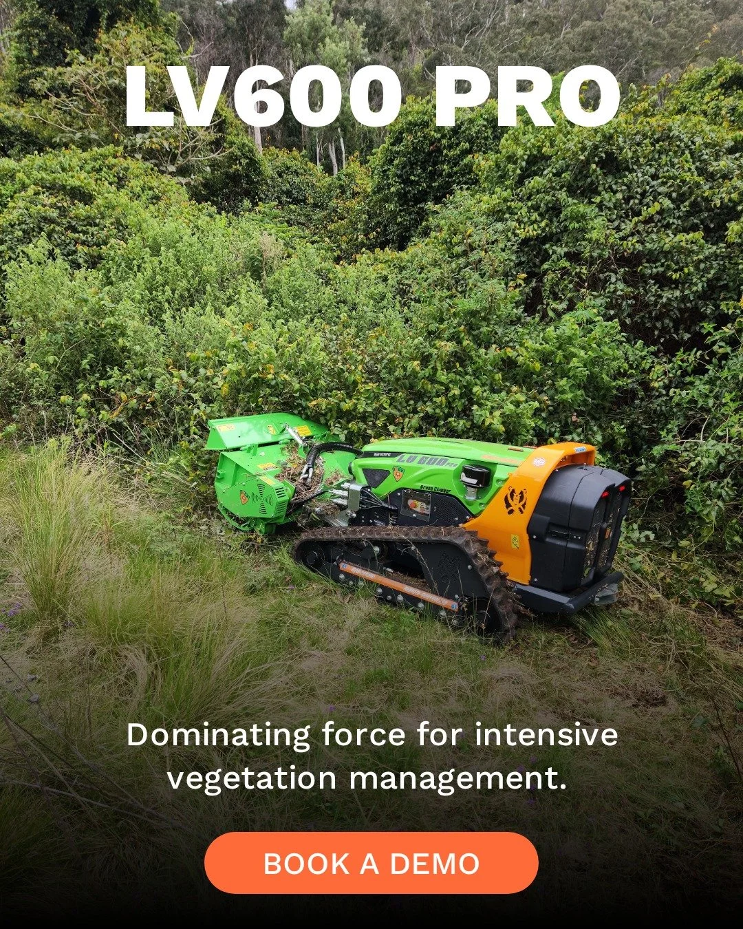 The Green Climber LV600 PRO is a high-performance remote-controlled slope mower designed for intensive vegetation management in the toughest environments.

Powered by a 56 hp Kohler turbo diesel engine, the LV600 PRO delivers the power and torque nee