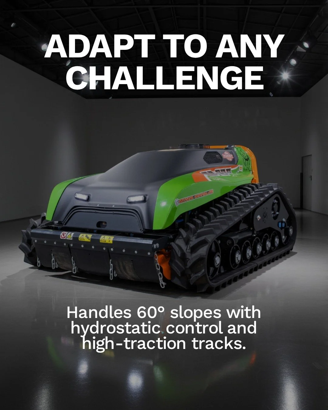 ⚠️ Work steep terrain safely. ⚠️

Newly launched in Australia, the Green Climber F23 is fully remote-controlled, allowing operators to stay safely away from dangerous slopes, roadsides and embankments.

The intuitive control system centralises all fu