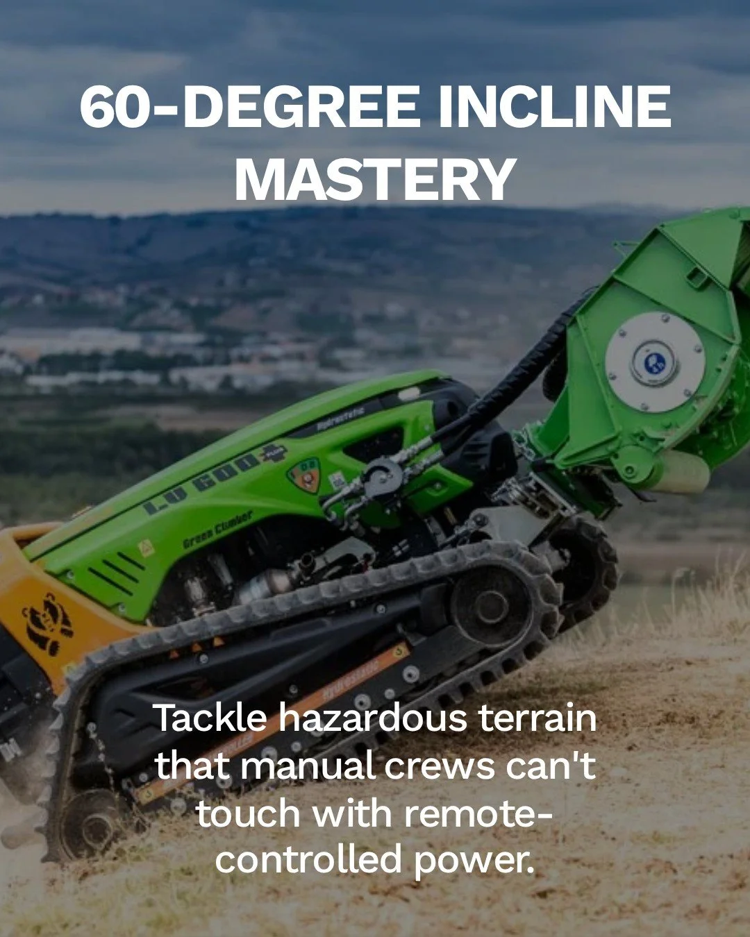 Steep terrain? No problem.

Green Climber works up to 60&deg;, keeping operators safe while maintaining batters, dams and embankments.

🔗 See Green Climber in action. Book a site inspection today.
👉 greenclimber.com.au/book-a-demo

#greenclimber #g